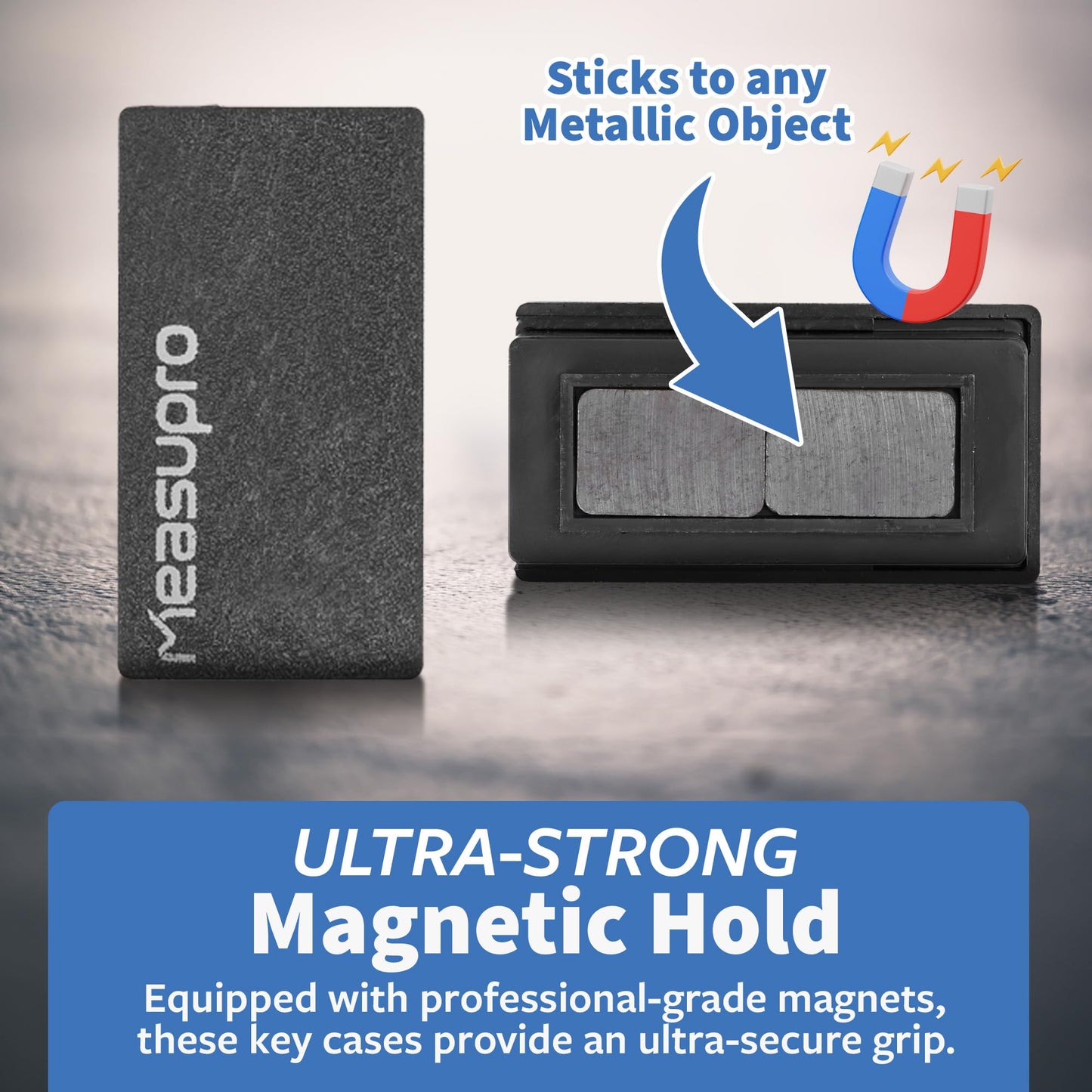 Measupro Magnetic Key Holder for Car 6 Pack - Under Car Spare Keys Hider Hide A Key for Your Car So You Never Lock Out Magnetic Key Plastic Boxes Store a Spare Key for Your Home Office - Rugged Black