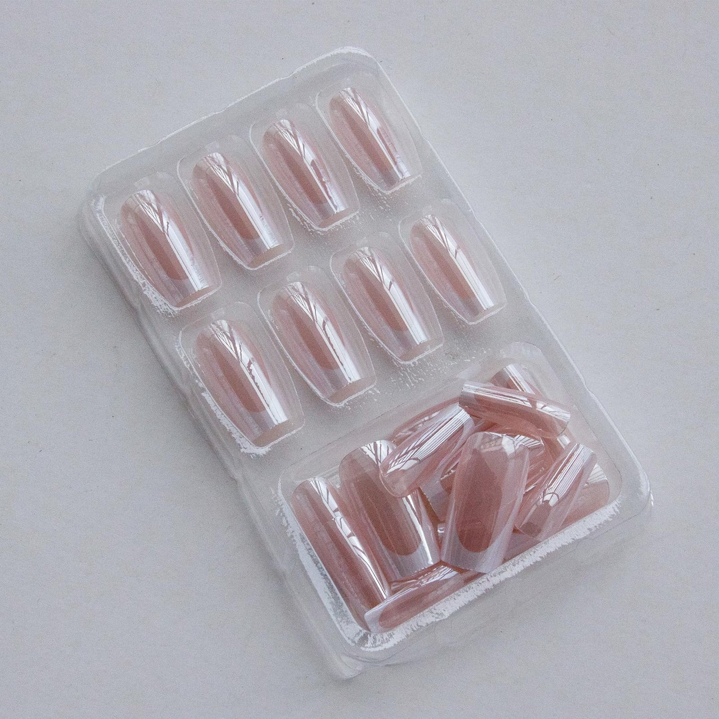 French Tip Press on Nails Square Medium Fake Nails Chrome Mirror Acrylic Nails Press ons with Designs Pearl Powder Artificial False Nails Glossy Full Cover Glue on Nails for Women Manicure 24 Pcs