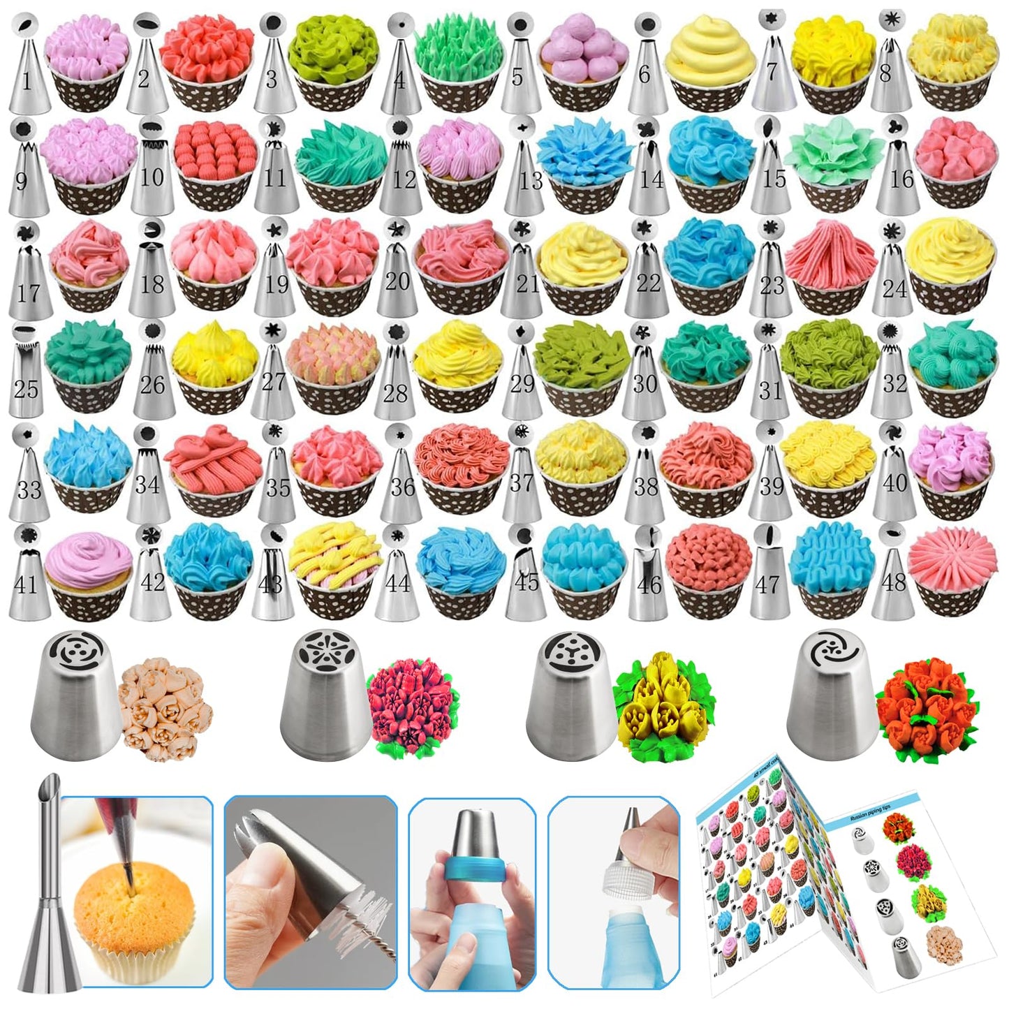 Makmeng 722pcs Cake Decorating Kit - Baking Supplies with Springform Pans, Cake Rotating Turntable, Icing Piping Bags and frosting Tips Set - Cake Decorating Tools for Beginners