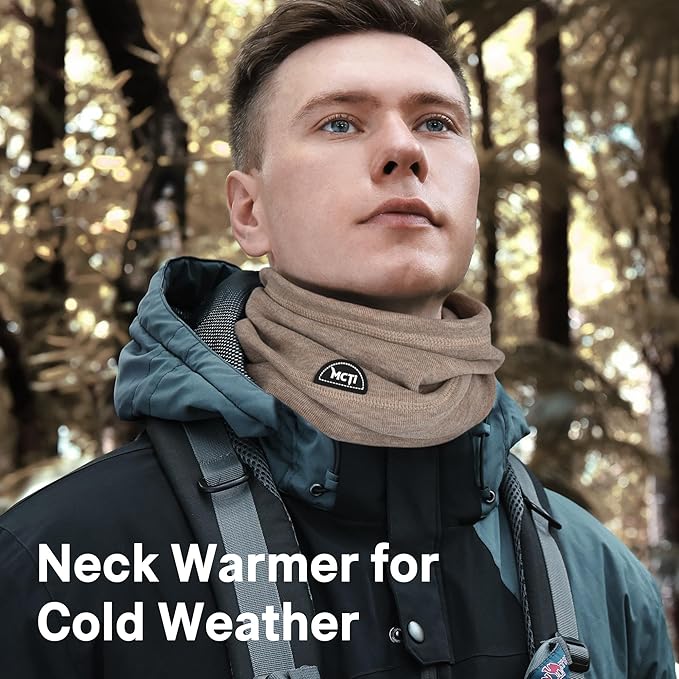 MCTi Neck Gaiter Warmer Winter Fleece Scarves Beanie Hat for Skiing Cycling Elastic Closure