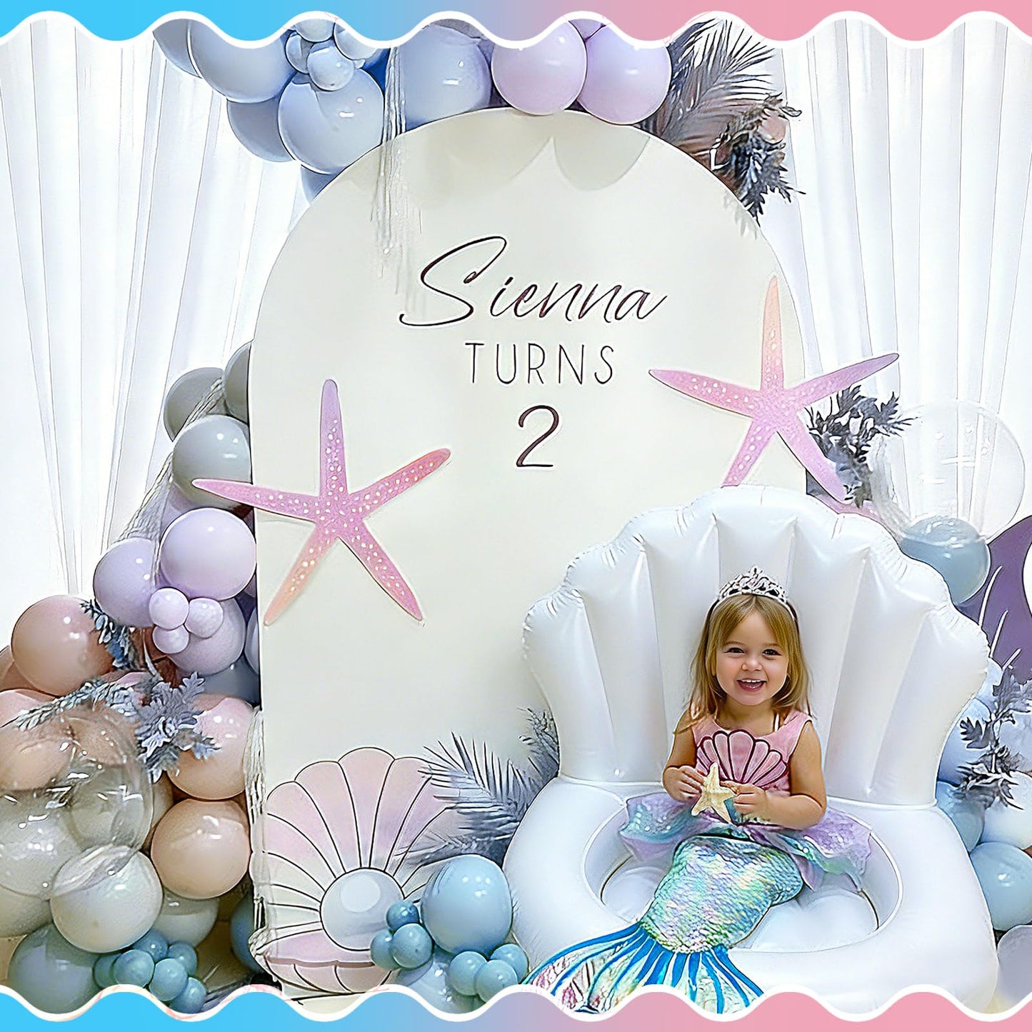 Gemscream 1 Pcs Inflatable Seashell Pool Float Cooler, Mermaid Party Decorations, Blow up Shell Float Drink Holder, Under The Sea Theme Party Supplies for Summer Pool Beach Decor (White)