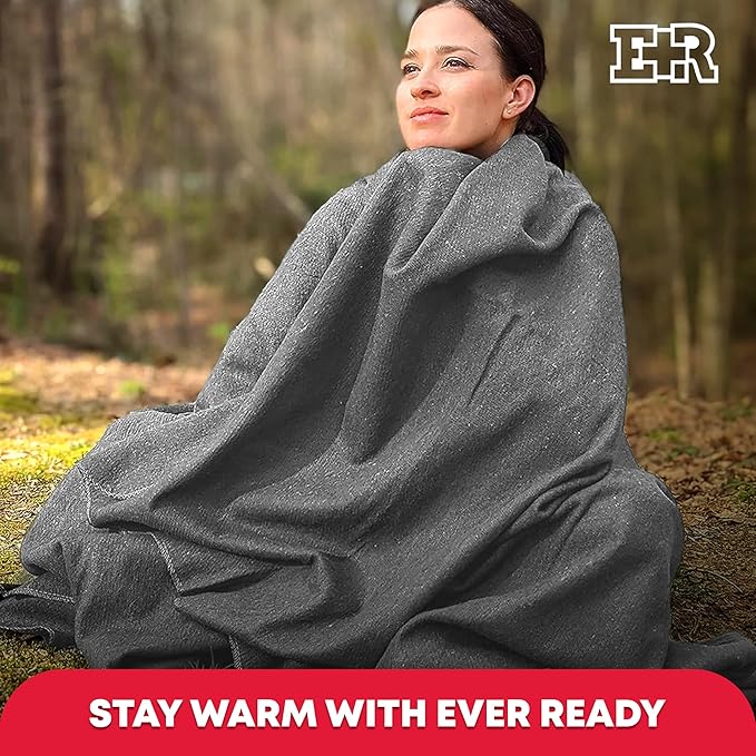 Military Wool Blanket - 95% Wool, Washable, Perfect for Outdoors, Camping, Picnics, Travel, Car & Bushcraft Emergency Blanket, 96" x 96" 6.65 lbs. - Grey - Queen Size