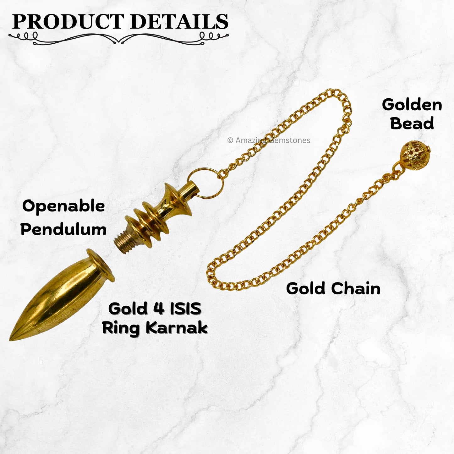 Amazing Gemstone Healing Metal Pendulums for Divination, Gold 4 ISIS Ring Karnak Steel Copper Pendulum High Energy Pendulo de Bronce Pendulos de Mesa MP8