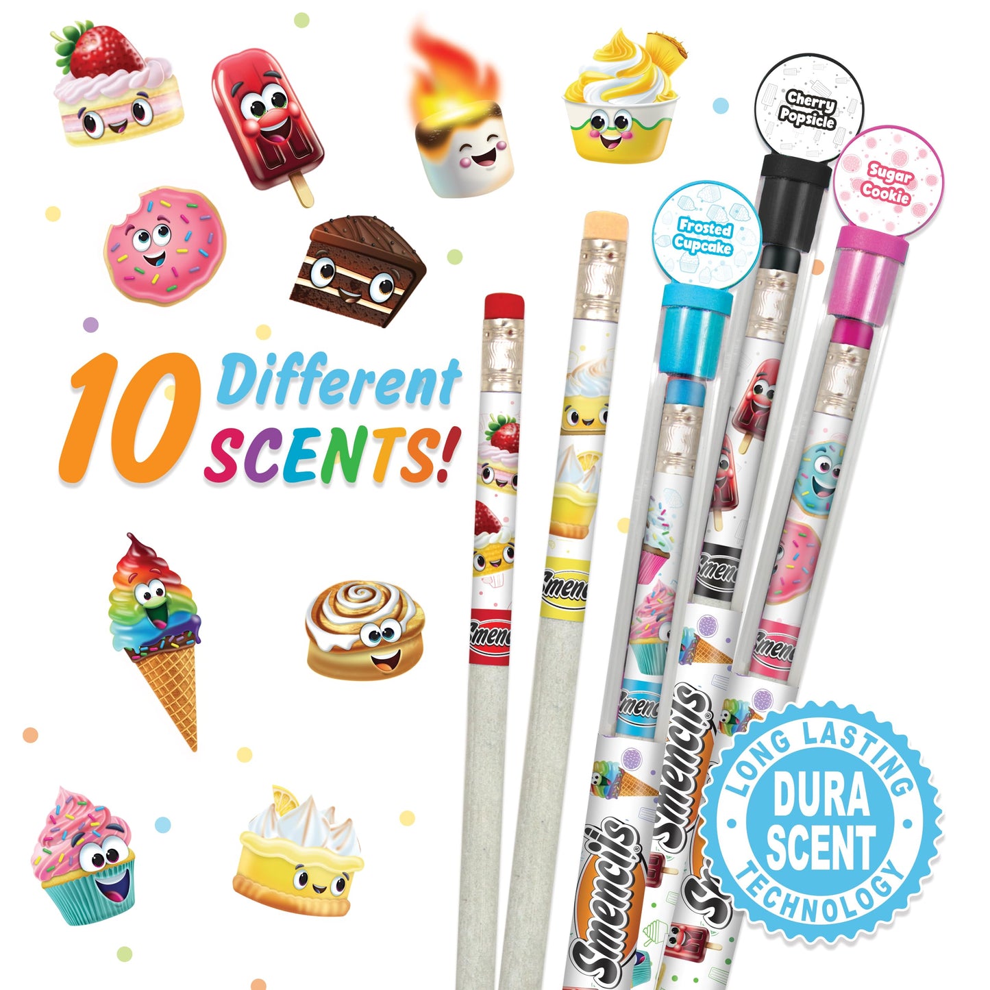 Dessert Smencils Cylinder – HB #2 Scented Pencils, 50 Count, Recycled Newspaper Pencils, Kids School Supplies, Gifts for Kids, Party Favors, Classroom Rewards