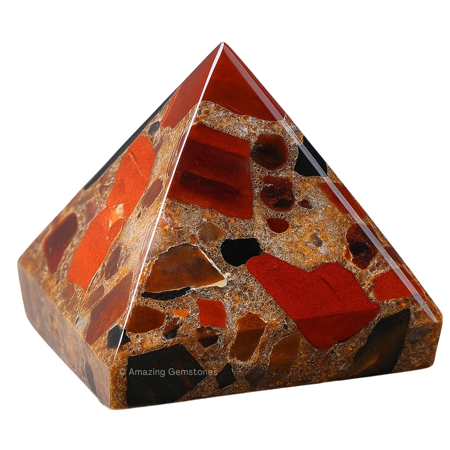 Spotted Jasper Pyramid Crystal Healing Stones - 1.5" Great Pyramid Figurine of Natural Stone Pyramid for Meditation, Reiki, Chakra Balancing and Crystal Pyramids Grid