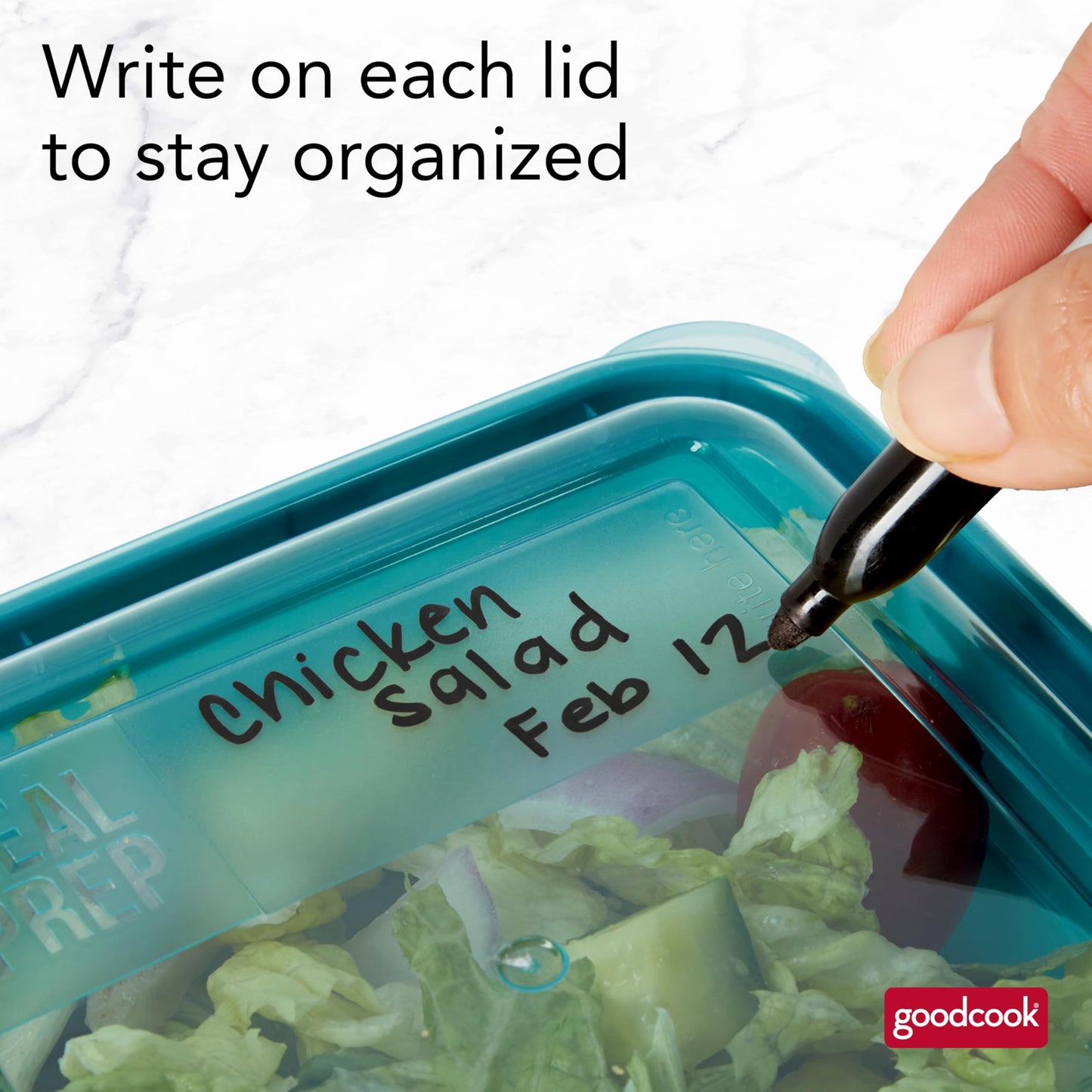 GoodCook Food Storage Containers for Meal Prep Rectangle Two Compartments & Made without BPA, 60-Piece Set, Teal