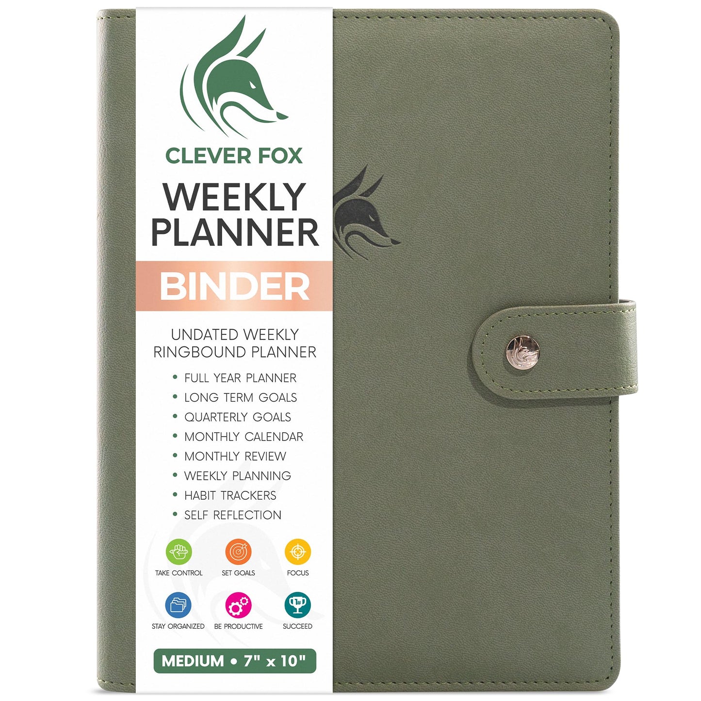 Clever Fox Weekly Planner Binder – Goal Setting Planner for Time Management & Weekly Tasks – Work & Life Organizer with To Do List & Habit Tracker – Undated, 7″ x 9″ Hardcover (Cypress)