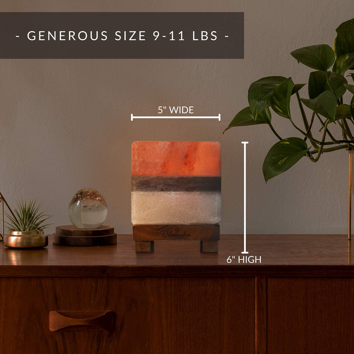MONSALIS Dual Illumination Salt Rock lamp - Modern Square Pink White and Grey Design of Salt Lamps with dimmer, Adjustable Glow. 100% Real Large Himalayan Crystal Salt Night Light