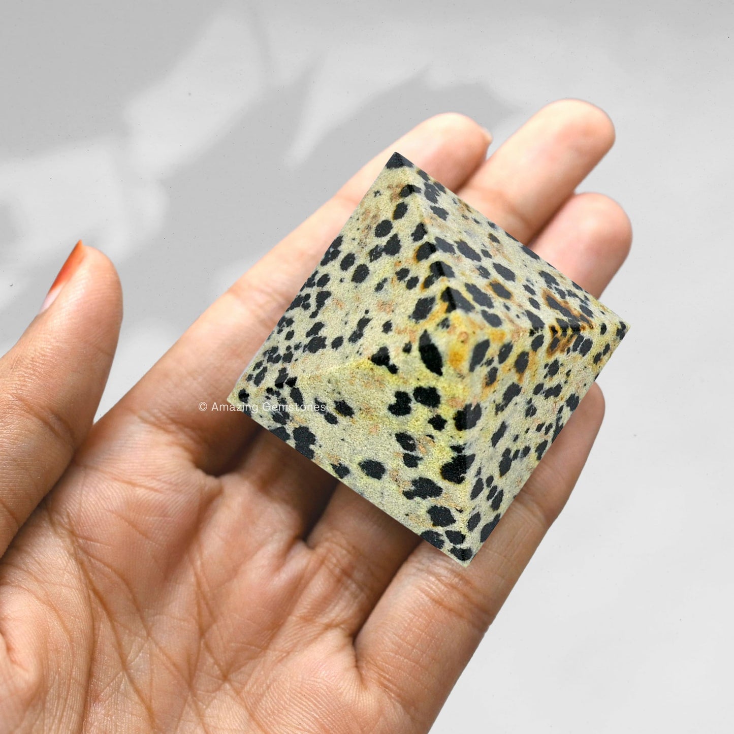Amazing Gemstone Dalmatian Jasper Pyramid Crystal Healing Stones - 1.5" Great Pyramid Figurine of Natural Stone Pyramid for Meditation, Reiki, Chakra Balancing and Crystal Pyramids Grid