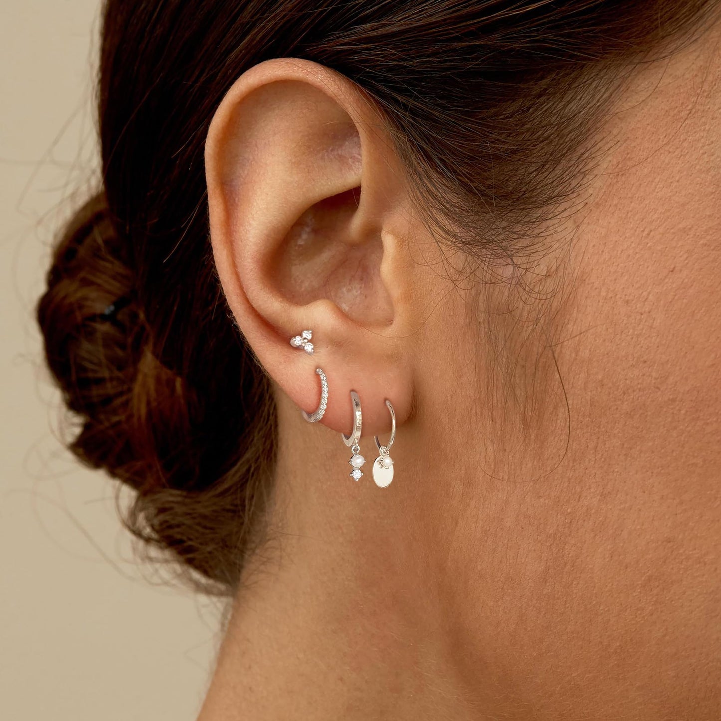 SELFROSE Silver Earrings Stack for Women, Small Silver Hoop Earrings Set Unique Statement Earring Stack Cute Huggie Hoop Earring Stack Fashion Womens Silver Jewelry