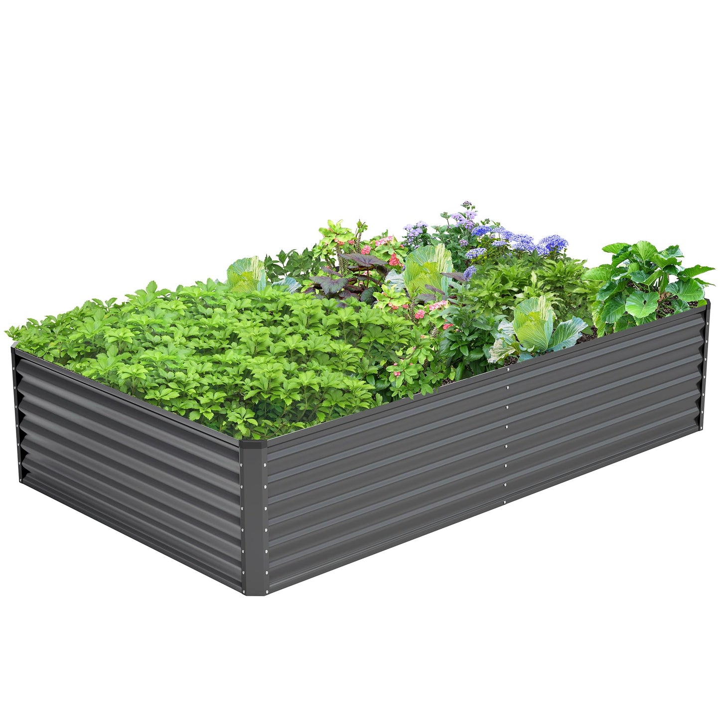 Ayen Guard 8x4x2FT Galvanized Raised Garden Bed,Galvanized Planter Boxes Outdoor, Large Metal Raised Garden Beds for Vegetables-Grey