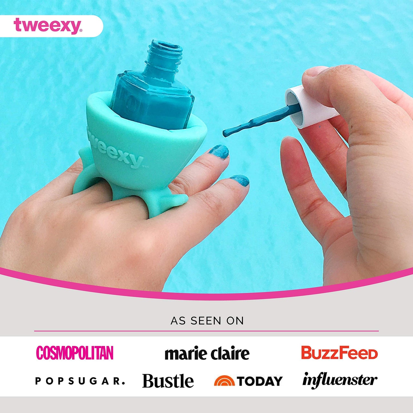 tweexy - 2 pack - Pink and Spa Green Wearable Nail Polish Holders…