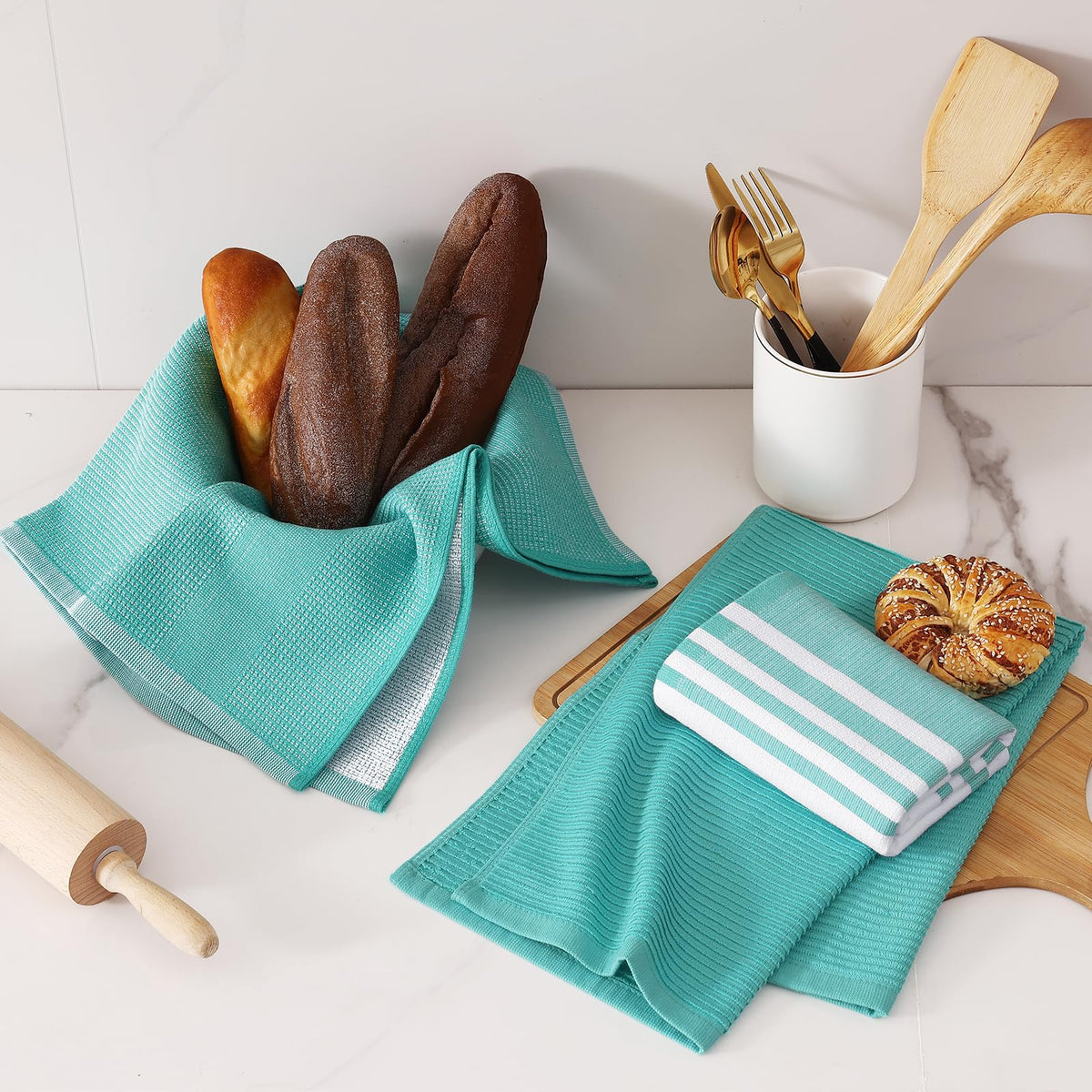 Cotton 380 GSM Premium Kitchen Towels (12 Count)