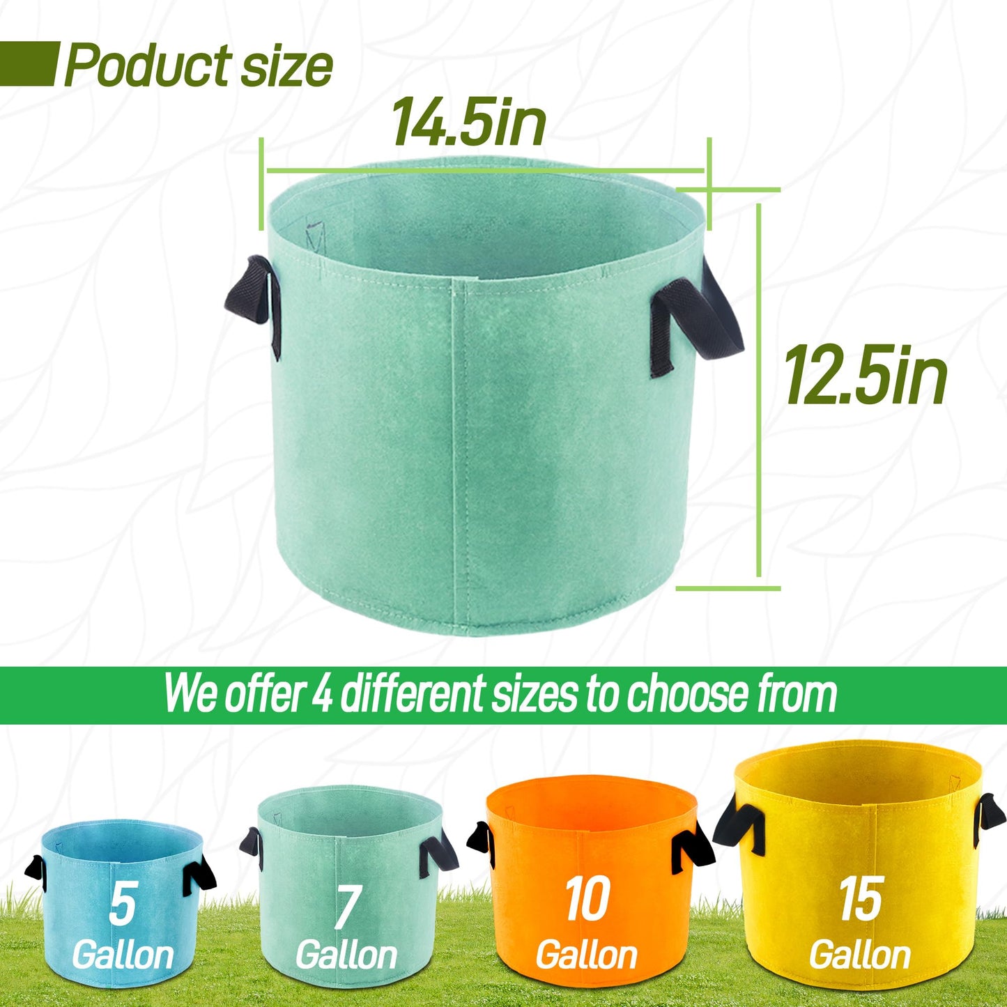 7-Gallon Fabric Grow Bags (7 Pack of Mix Colors) with Handles for Potato Tomato Flower and Vegetables