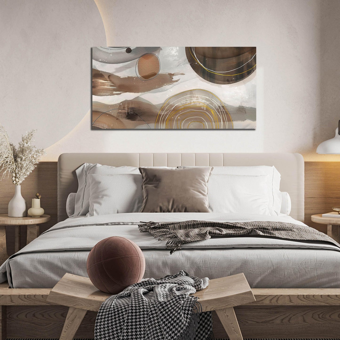 Prepeyssee Grey and Brown Boho Abstract Canvas Wall Art for Living Room Bedroom Home Office Large Abstract Prints Modern Wall Decor Size 20x40