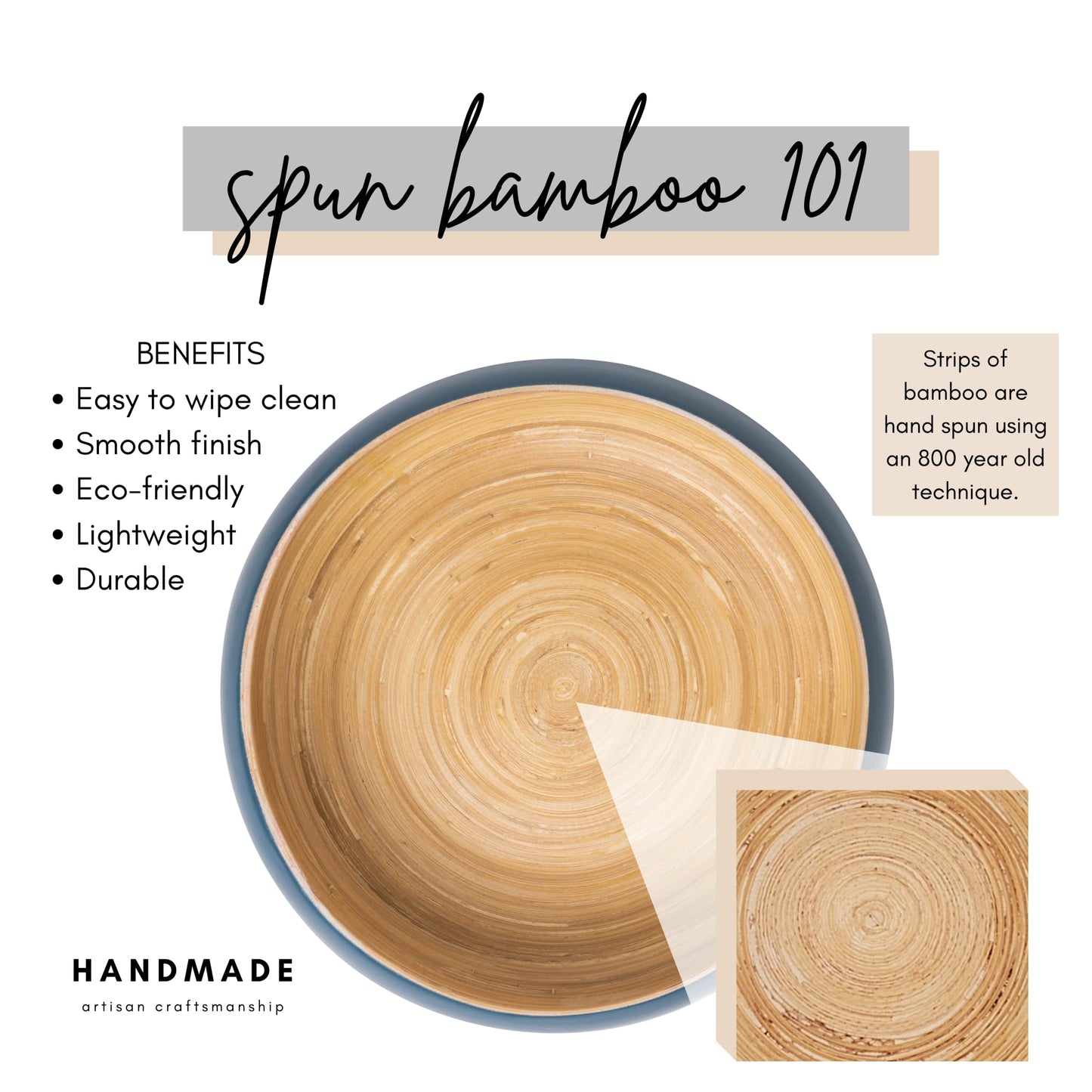 HABITAAS Fruit Bowl for Kitchen Counter – Handmade Spun Bamboo, Large 11.75" Fruit Basket, Eco-Friendly Decorative Serving Bowl for Home Decor, Produce Storage & Centerpiece (Blue)