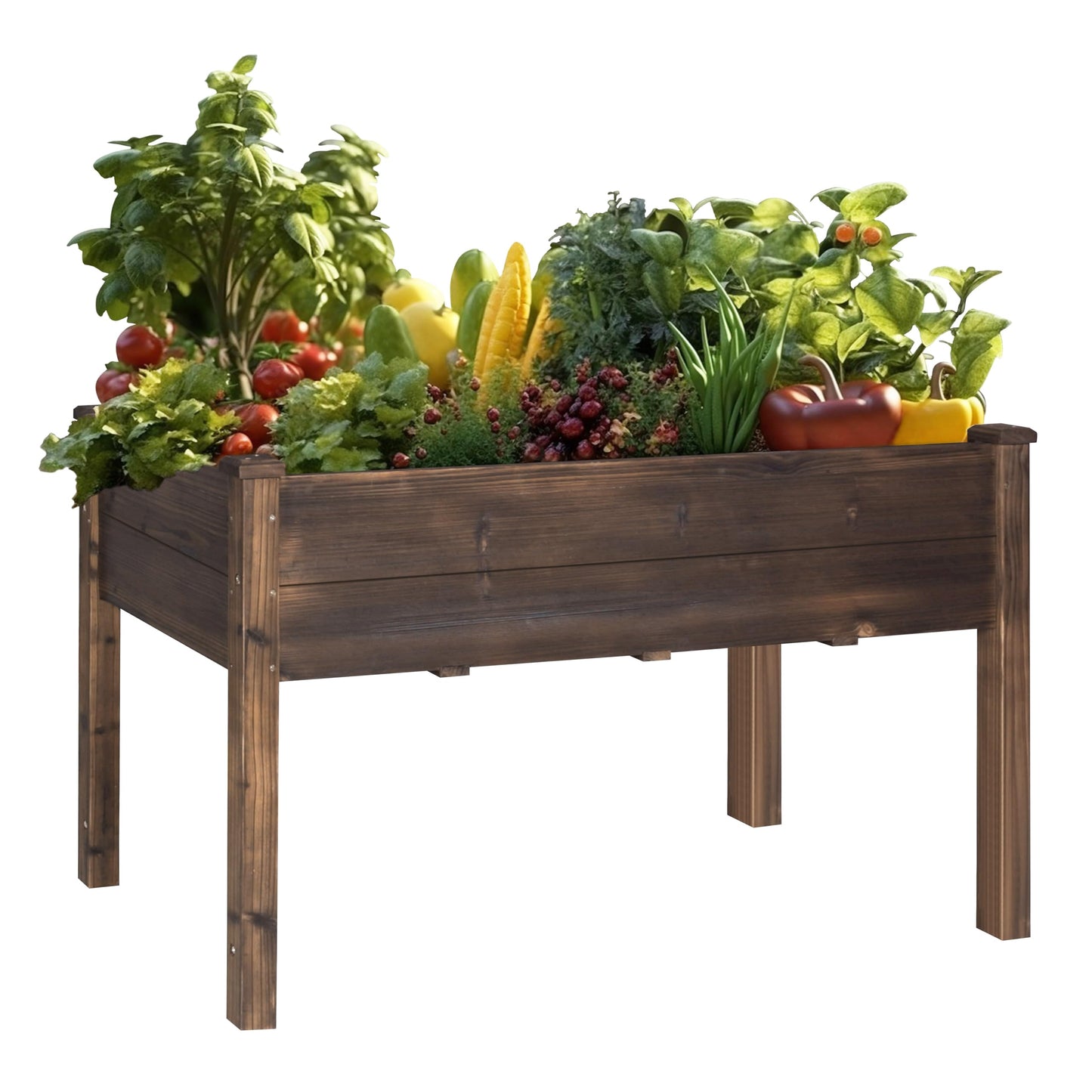 Yardenaler 48x24x30 in Raised Garden Bed with Legs, Outdoor Elevated Wood Planted Box with Liner & Drainage Hole for Vegetable Flower, Backyard and Patio, Rustic