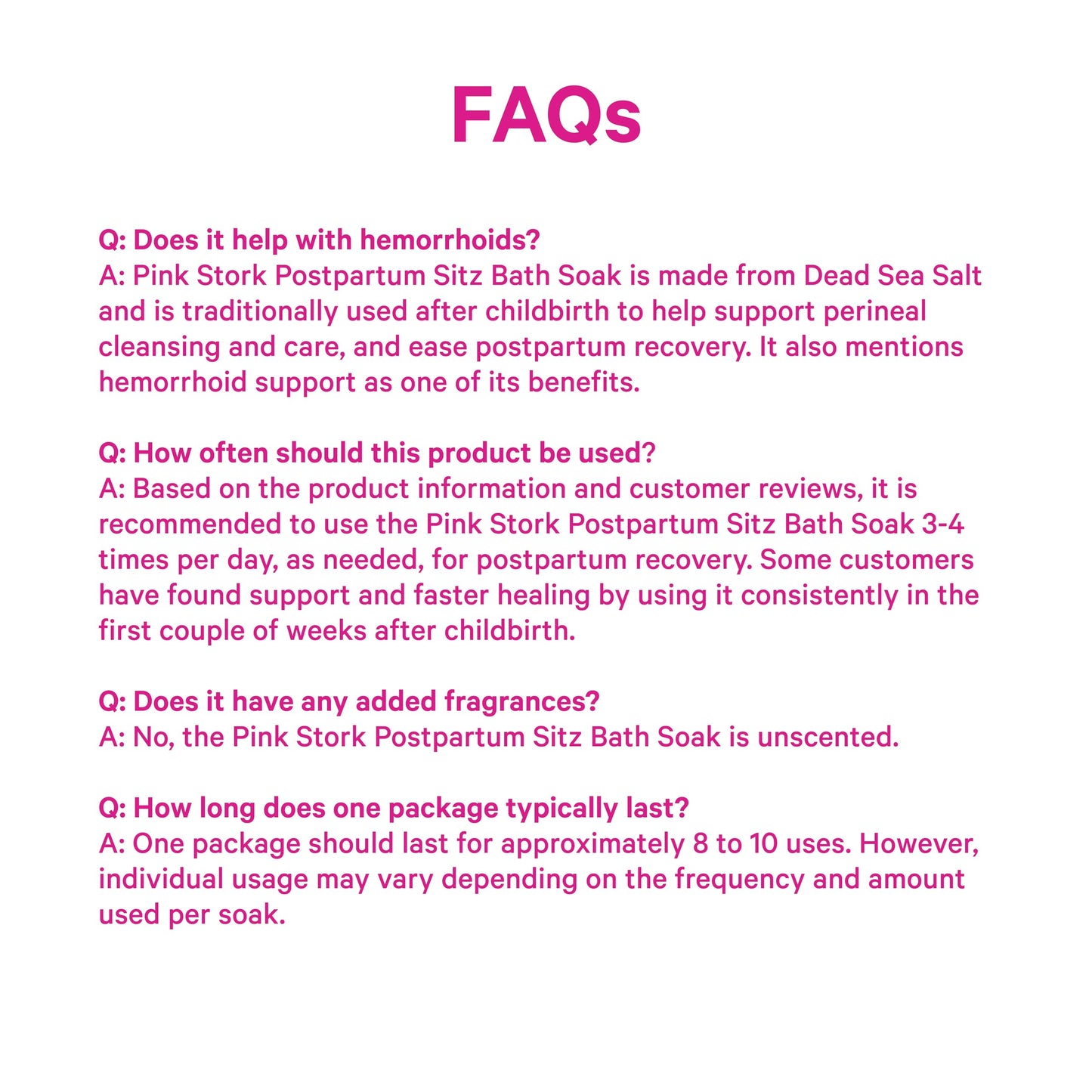 Pink Stork Postpartum Sitz Bath Soak: Dead Sea Salt for Perineal Care & Cleansing, Postpartum Recovery, Labor and Delivery Essentials, Women-Owned, Unscented, 16 oz