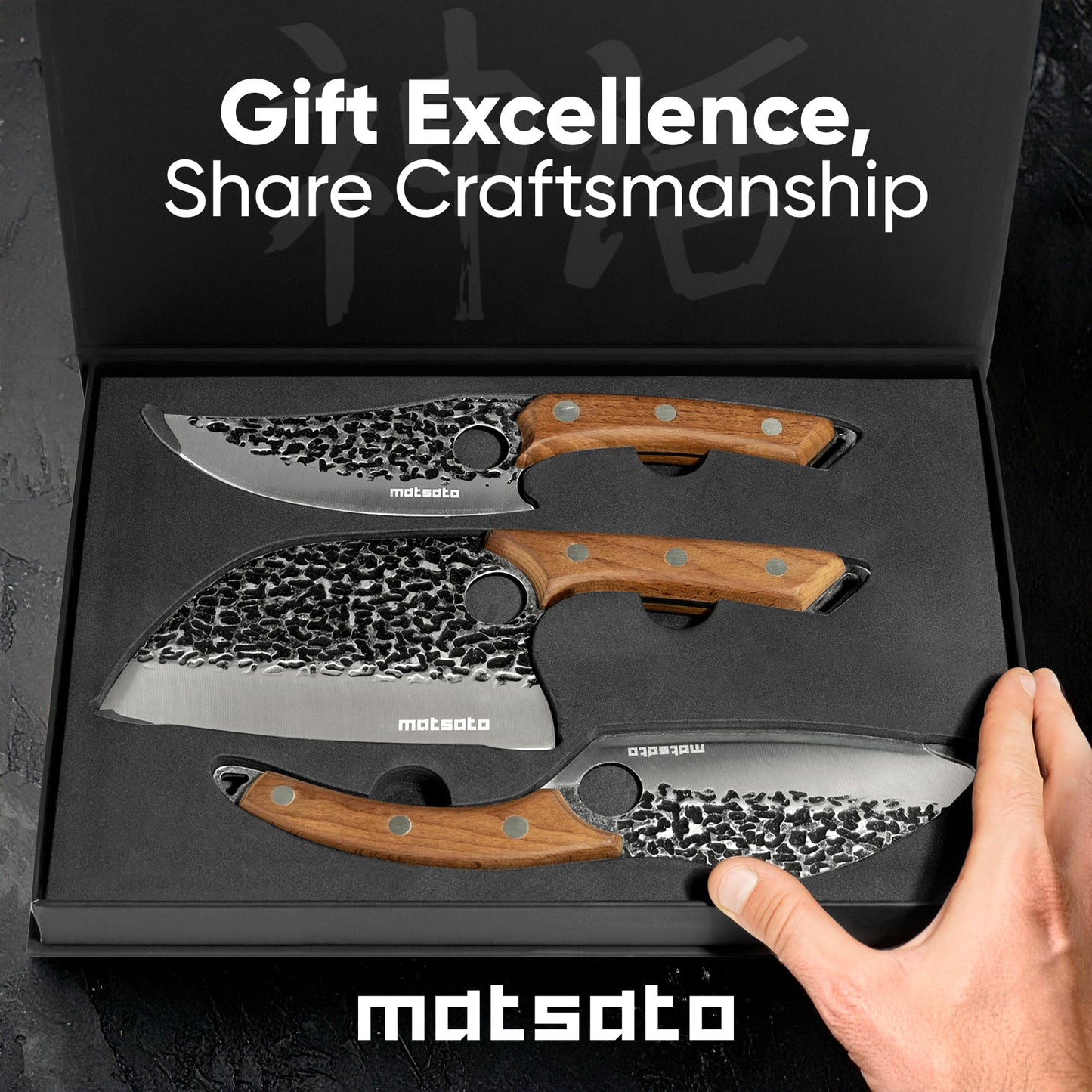 Matsato Knife Set 3-Piece Kitchen Knives, Cooking Chef Knife Set, Cleaver, Kitchen And Chef Cutting and Chopping Knives Sets Juego De Cuchillos Para Cocina