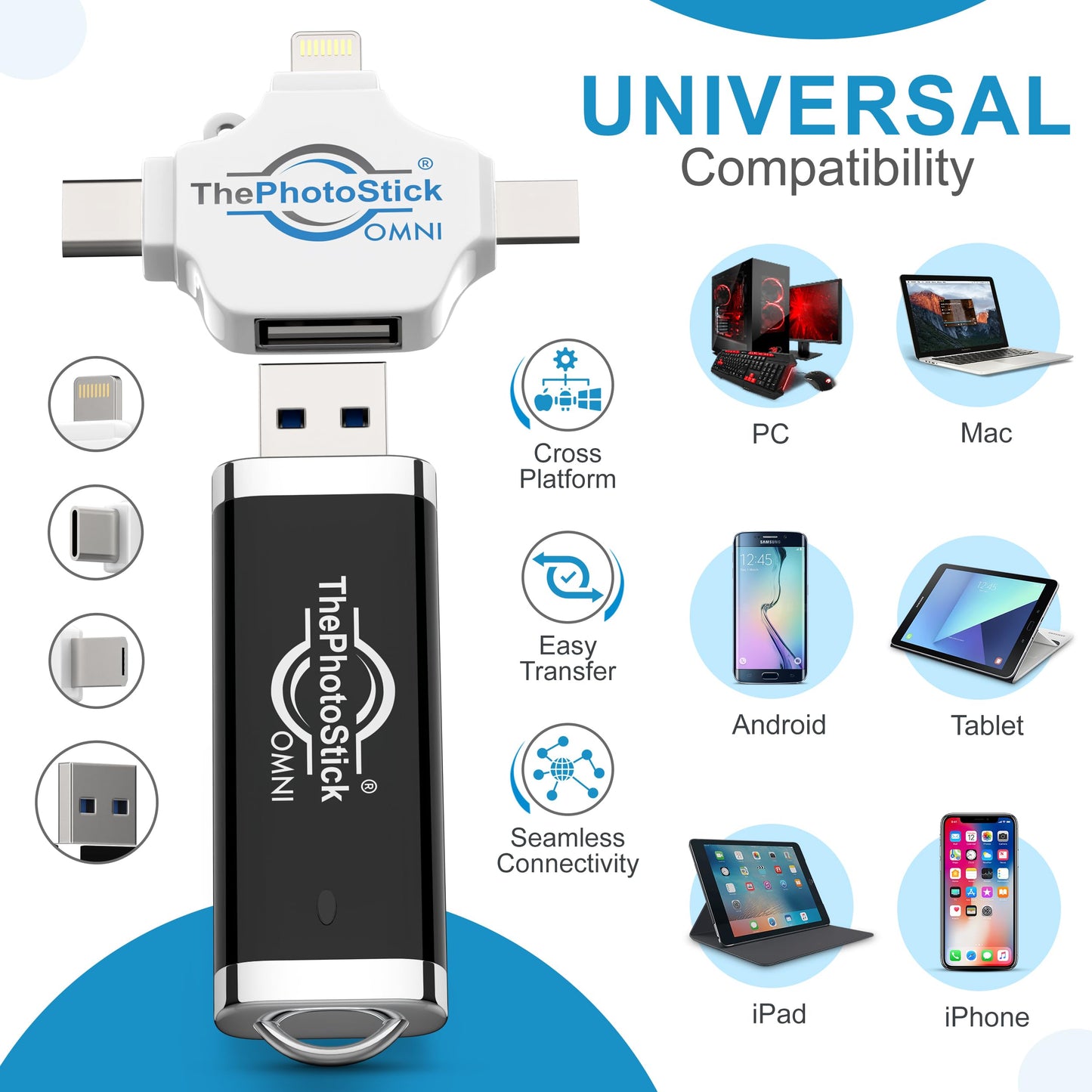 ThePhotoStick Omni 128GB - Secure Photo & Video Backup | ThePhotoStick Omni Protective Case - Water Resistant & Shockproof USB Storage