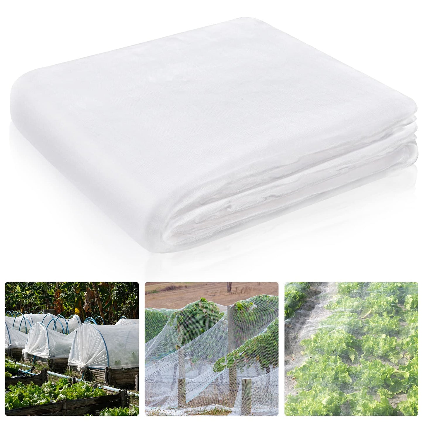Hoolerry Mosquito Netting Ultra Fine Garden Netting Large Plant Covers Bird White Bug PE Mesh for Protecting Vegetable Fruits Flowers Tree Frost Animals(20 x 25 Ft)