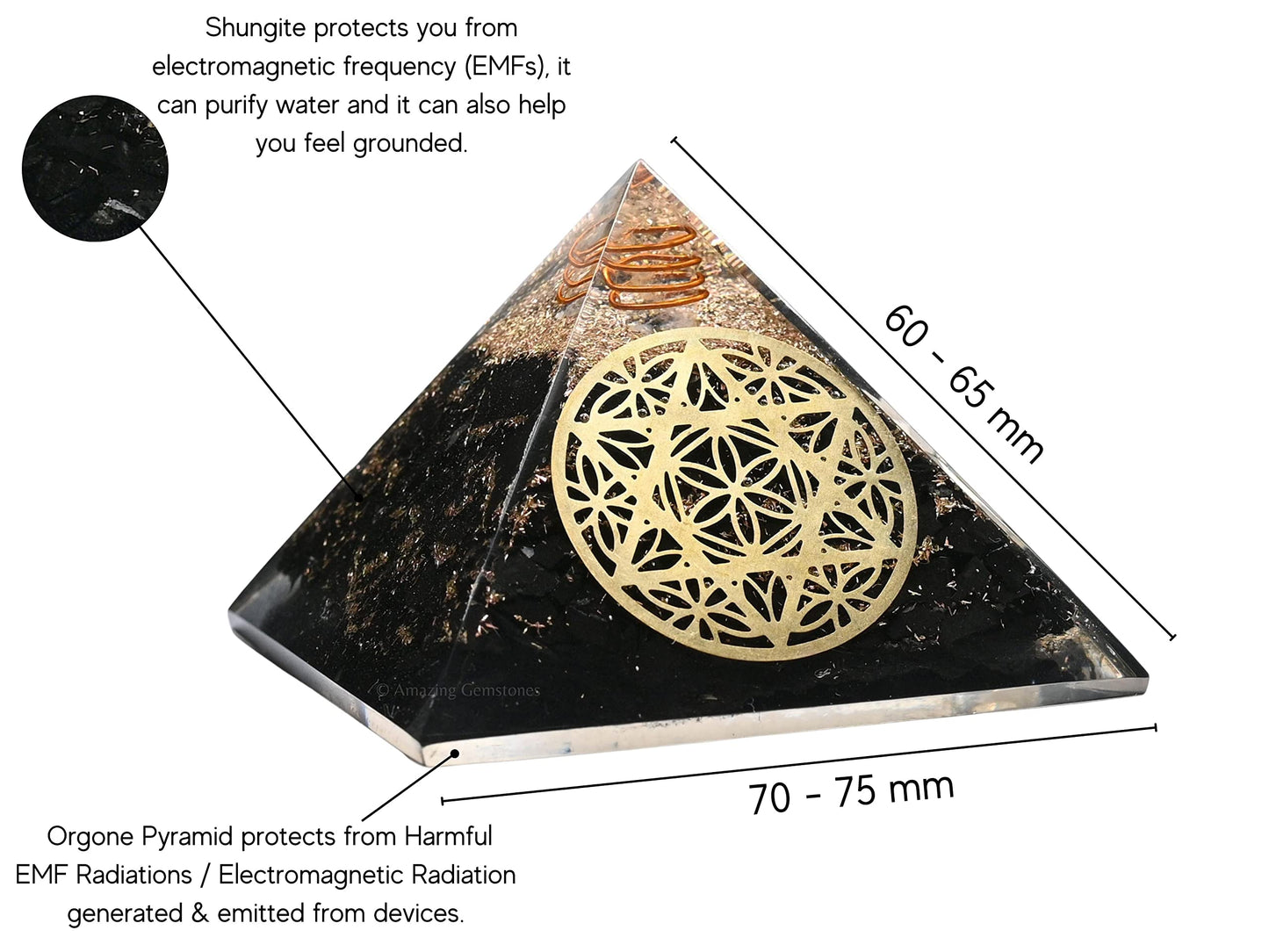 Amazing Gemstone Large Black Tourmaline Orgone Pyramid Crystal, Star of David Orgonite Pyramid - Positive Energy Healing
