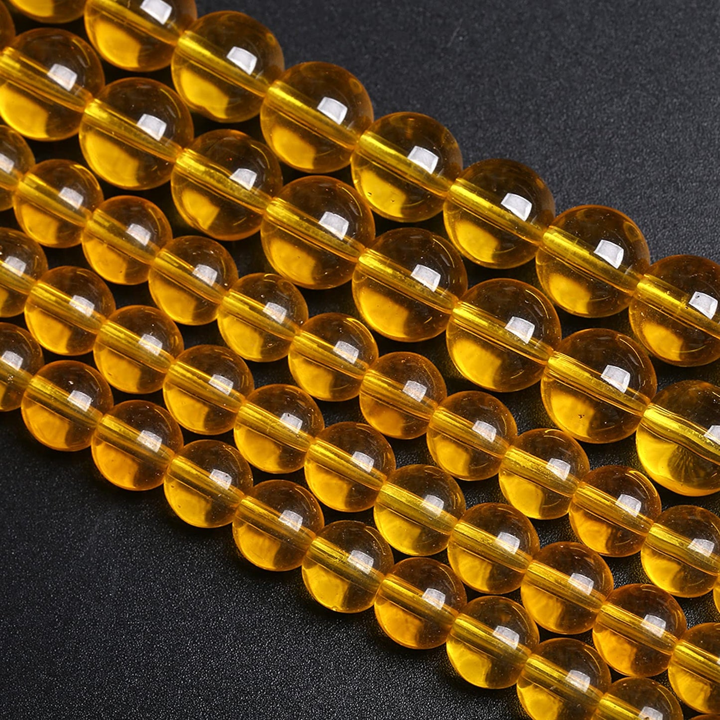 8MM 46PCS Yellow Glass Spacer Loose Beads for Jewelry Making DIY Bracelet Necklace
