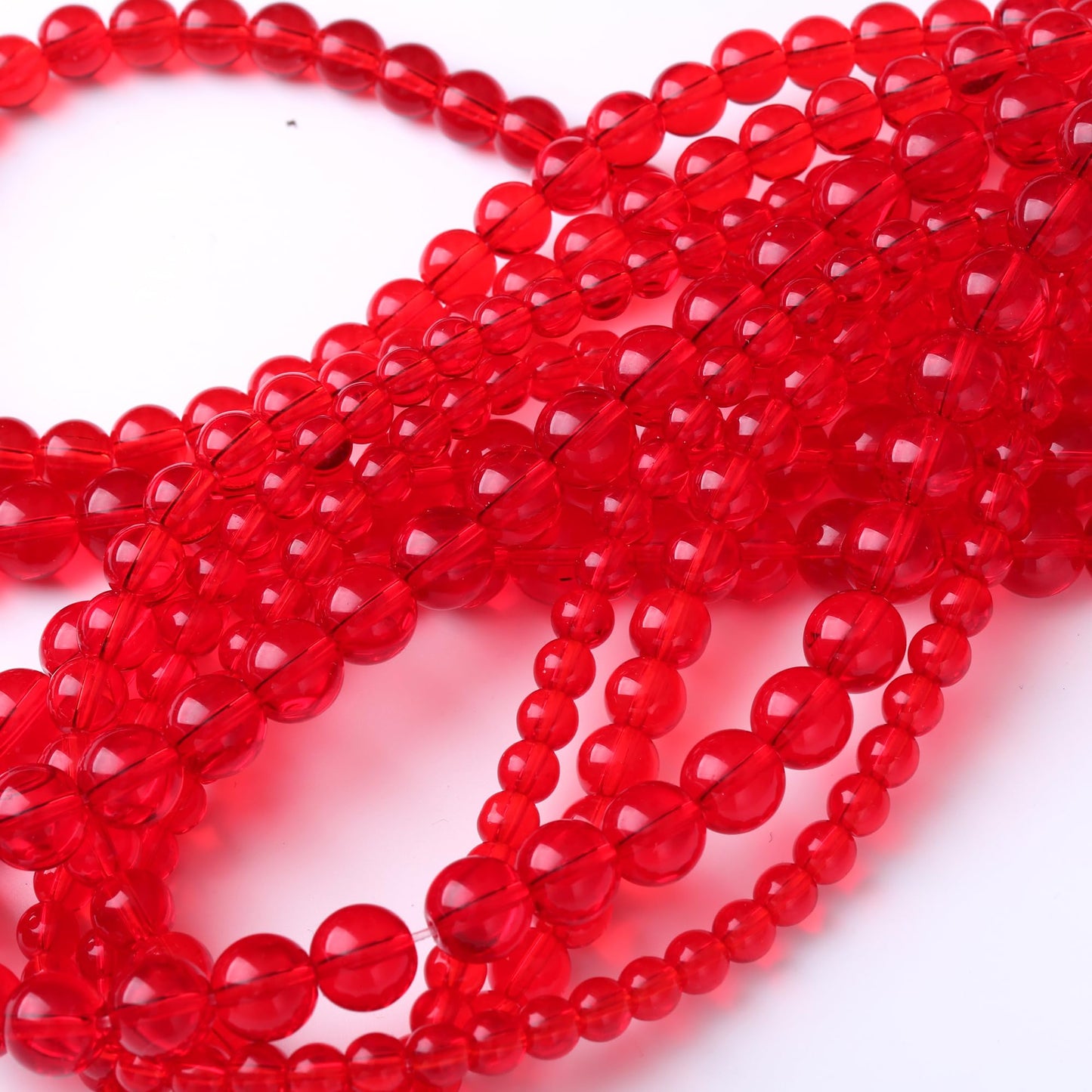10MM Garnet Red Glass Round Loose Beads Natural Gem Beads Crystal Energy Stone Beads for Jewelry Making DIY Bracelet Necklace