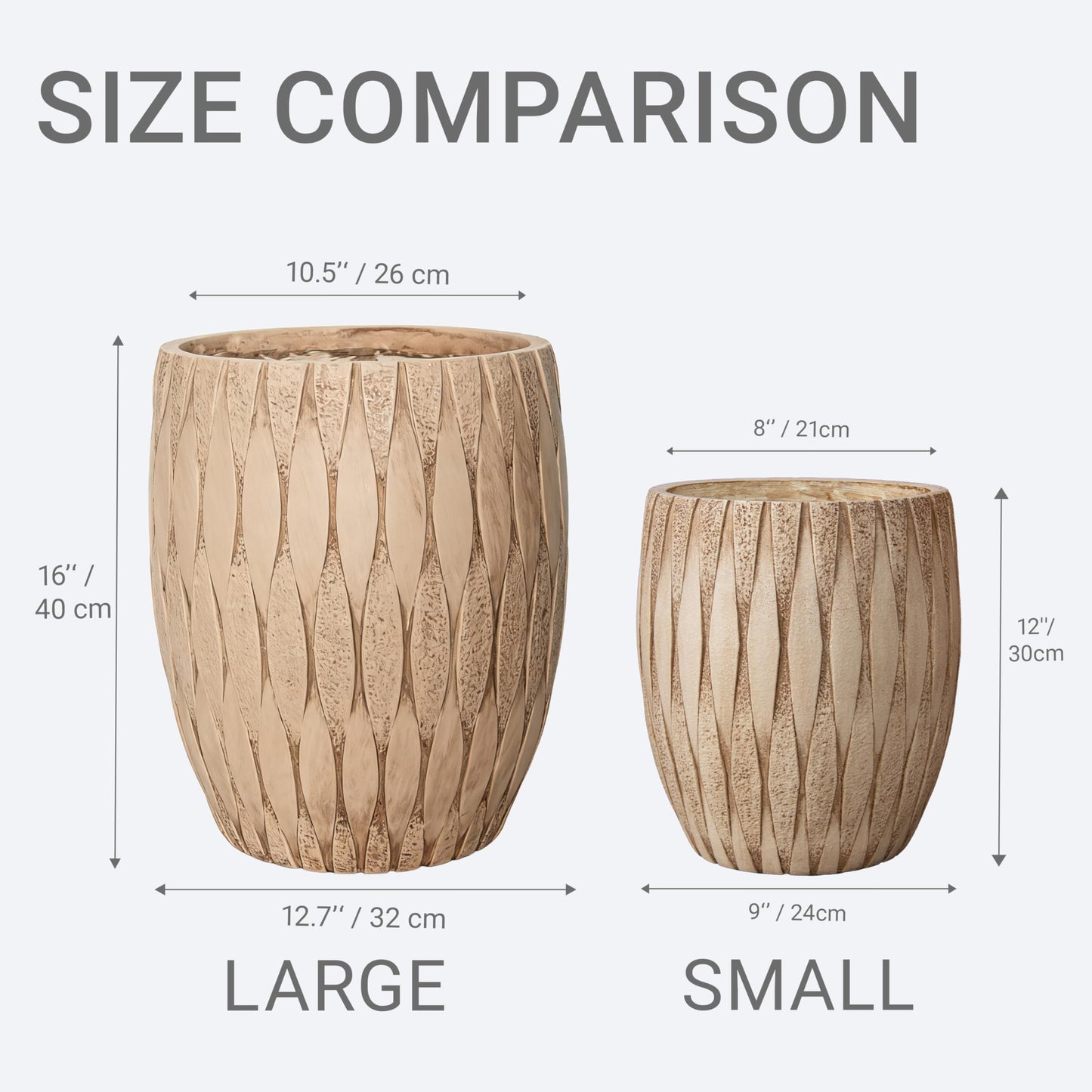 Haispring 12" H x 9" Dia Weathered Concrete Planter, Large Indoor Outdoor Decorative Flower Pot with Drainage Hole, Modern Round Design for Home, Garden (Small)