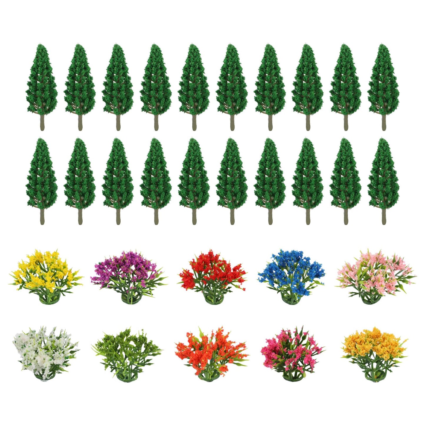 Gallipower 70pcs Model Trees 1.57-2.55" Mixed Diorama Model Tree Colourful Flower Trees Grass Architecture Mini Trees for Crafts Building Model Railway Scenery Landscape Supplies (Style 03)