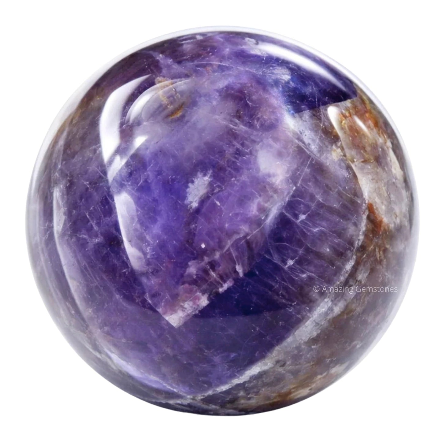 Amazing Gemstone Amethyst Chevron Crystal Ball with Stand - 2" Inches Crystal Sphere Meditation Balls for Witchcraft and Decorative Balls