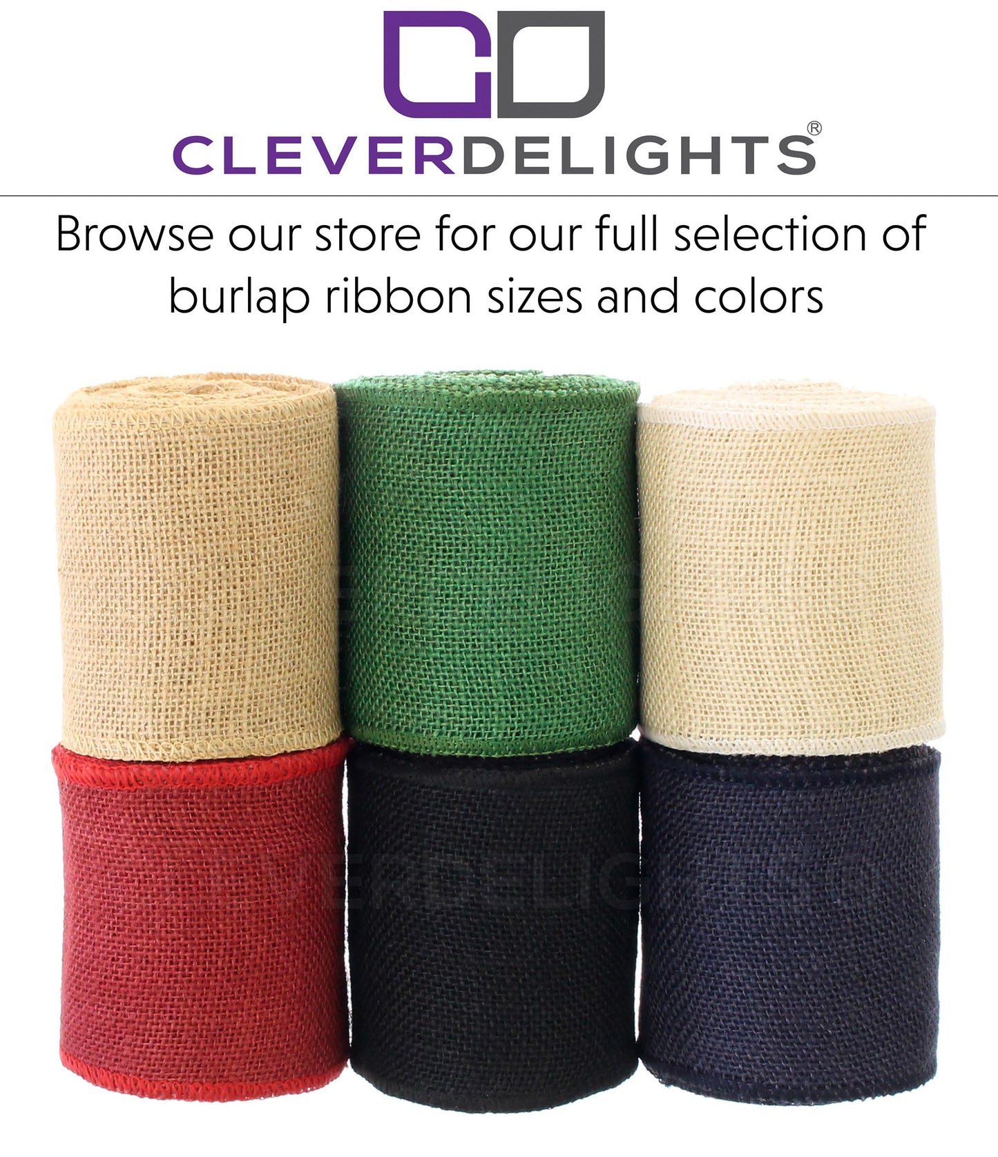 CleverDelights 6" Black Burlap Ribbon - Wired Edges - 10 Yards - Jute Burlap Fabric
