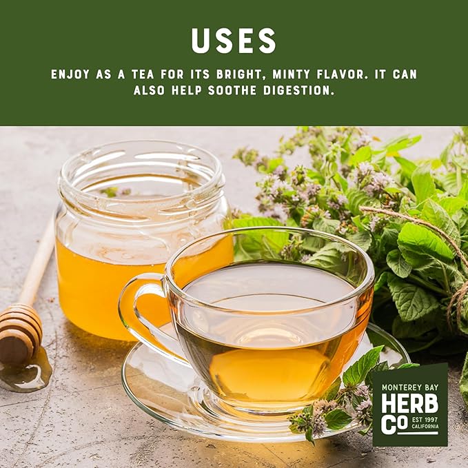 Monterey Bay Herb Co. Peppermint Tea | 200 Tea Bags | Caffeine Free | Bulk Tea | Soothes Digestion & Belly | Herbal Tea