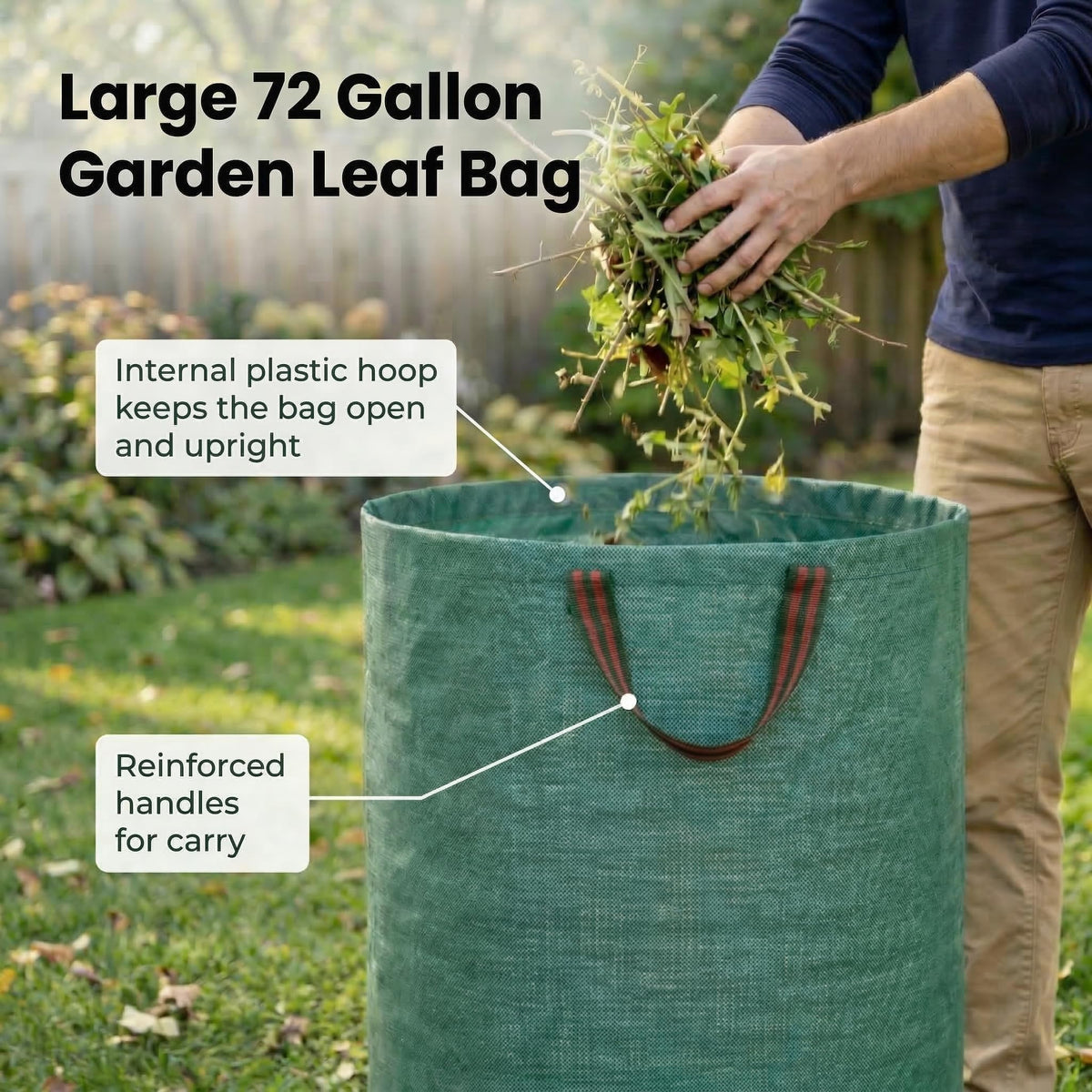 3 Pack 72 Gallon Garden Waste Bags Reusable Heavy Duty (3 Count)