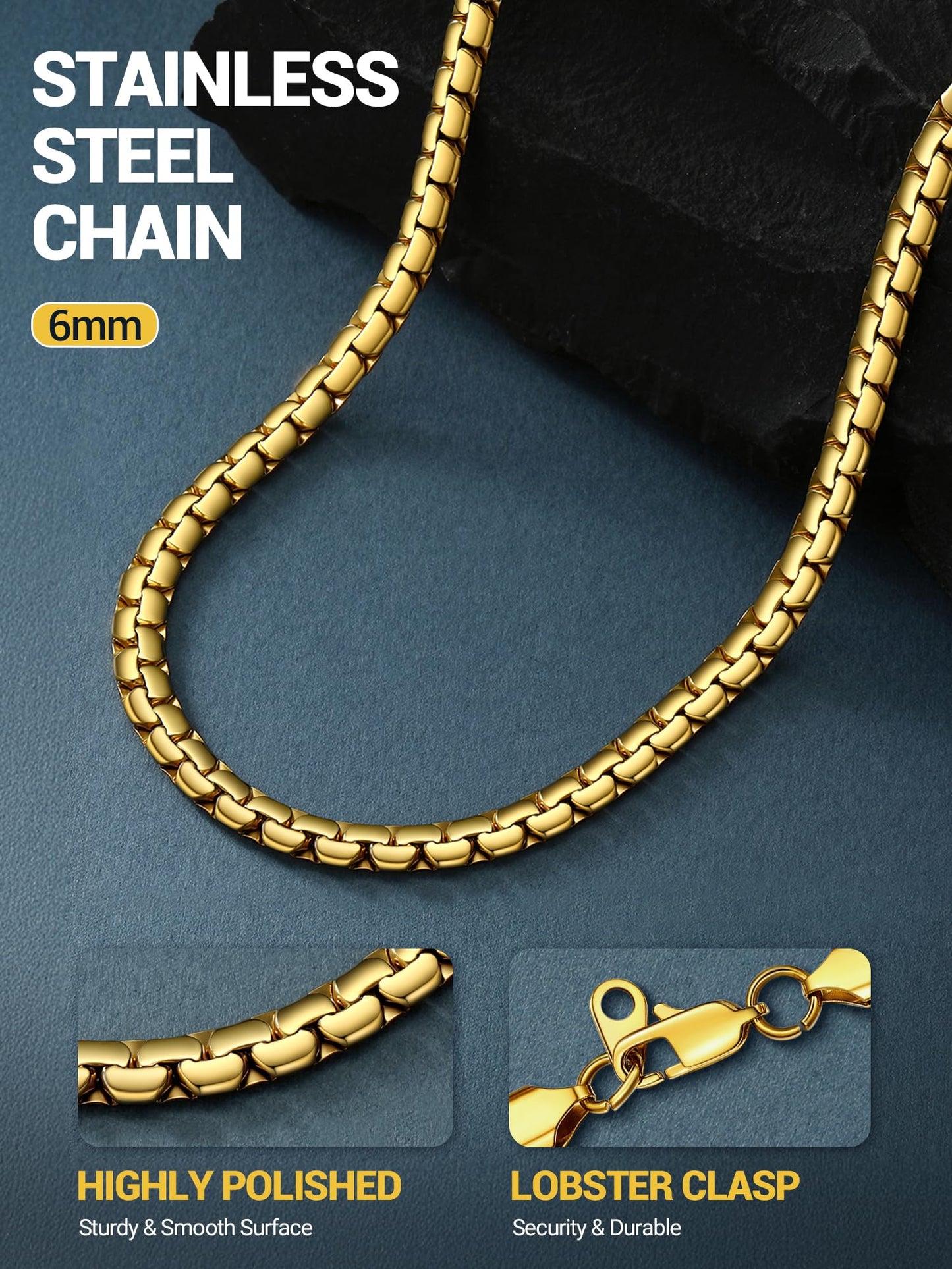 PROSTEEL Flat Chain Layering Layered Necklace Men Jewelry Minimalist Chain Statement Necklace