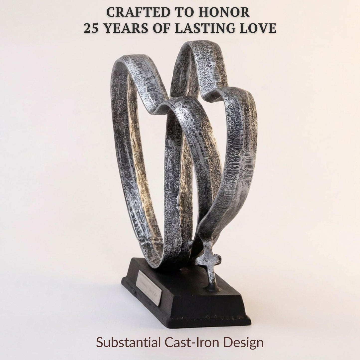 DCAPILLA 25th Anniversary Wedding Gifts – Two Hearts & Cross Keepsake - Ready-to-Gift Includes Present Box, Poem Card, and Engraved Plaque