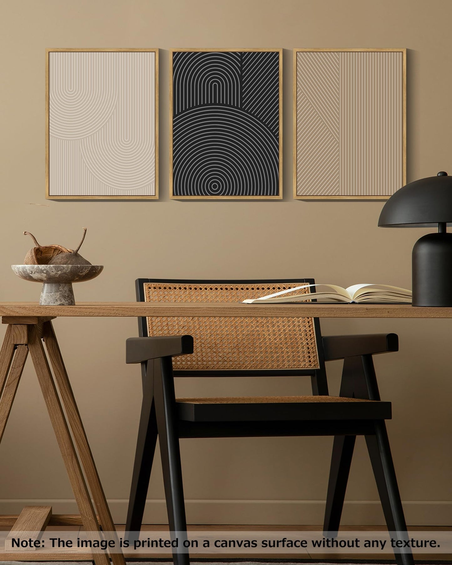 Drsoum Mid-Century Modern Framed Wall Art Minimalist Abstract Boho Neutral Line Wall Decor Geometric Artwork Kitchen Dining Room 11x14in Natural Framed