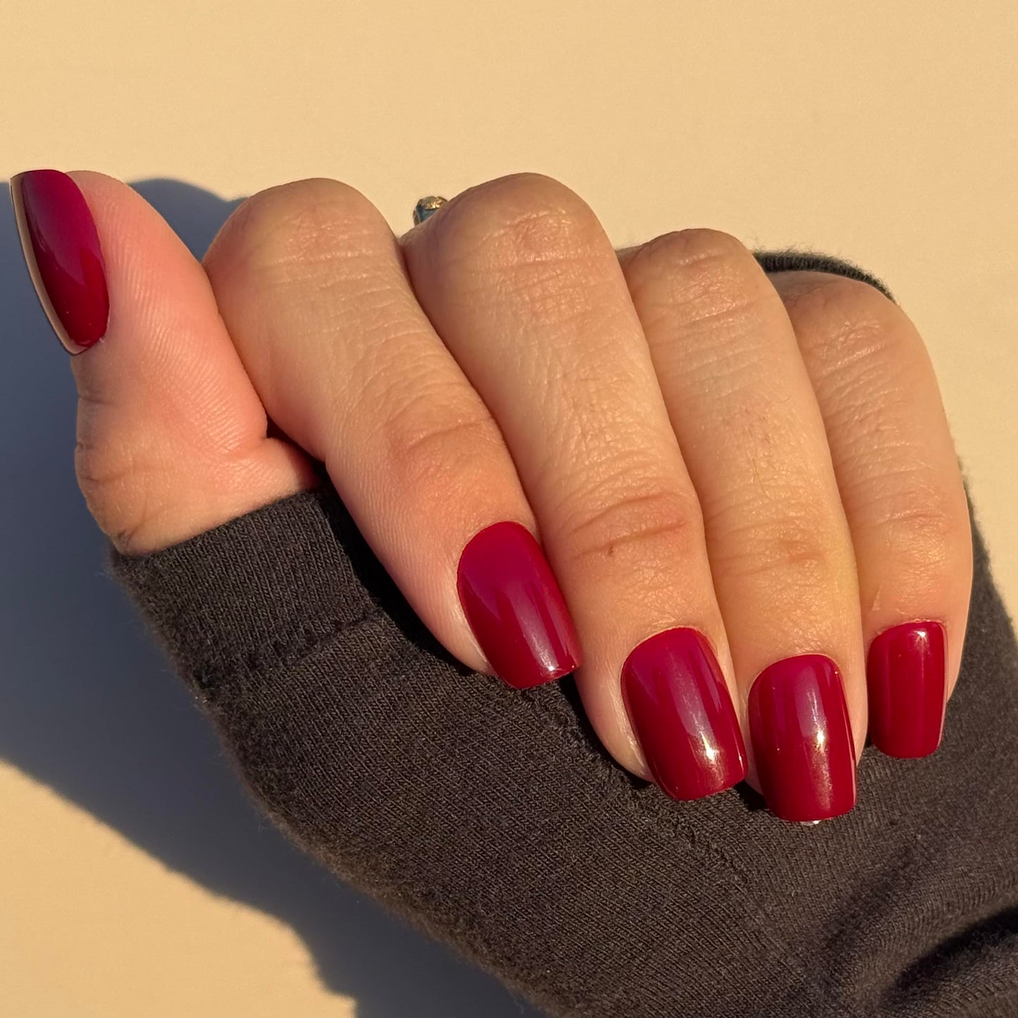 AFTER HOURS Press-On Nails by Lavaa Beauty | Short Square Glossy Bright Burgundy Nails