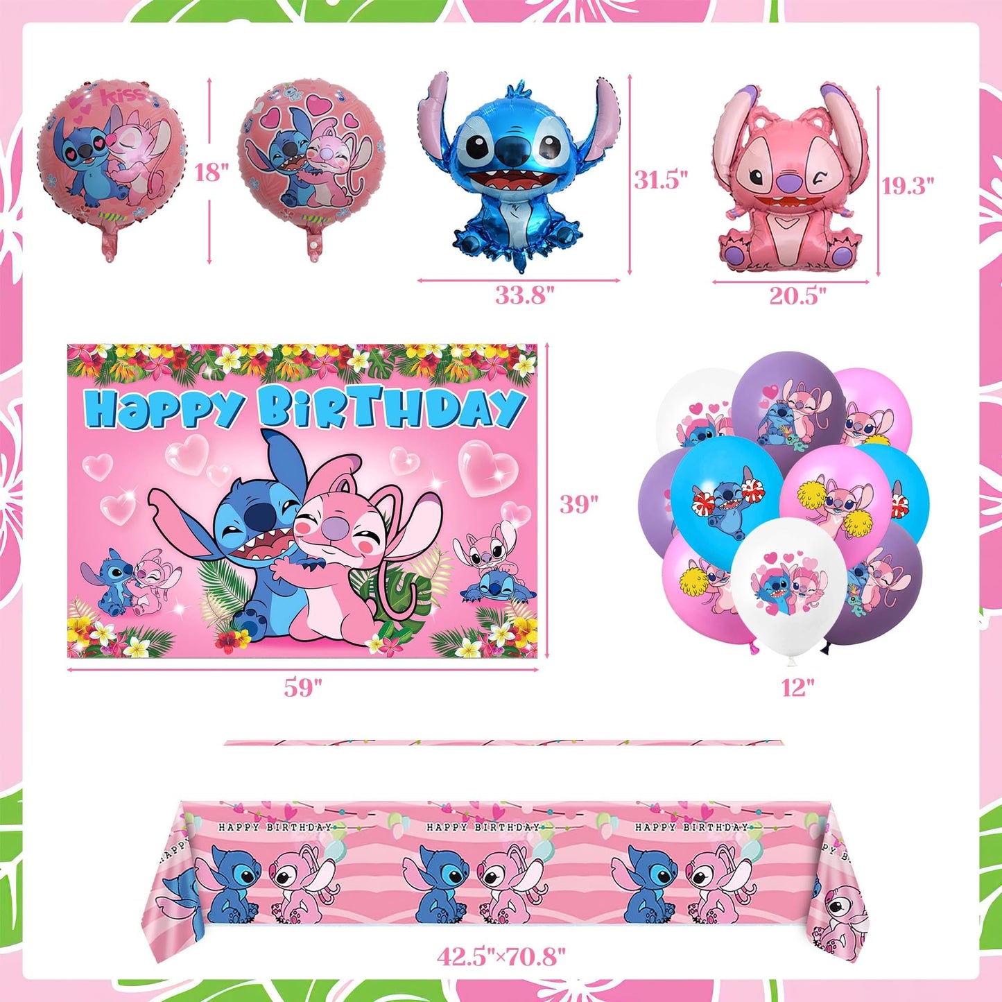 Birthday Party Decorations Kit, Includes Banner Foil Balloons Tablecloth Backdrop Cake Plates Napkins Adult Themed Party Supplies