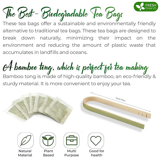 FreshDrinkUS, Premium 135 Sage Leaf Tea Bags, 100% Natural & Pure from Sage Leaves. Loose Leaf Herbal Tea. Made with Natural Material Tea Bags. No Sugar, No Caffeine, No Gluten, Vegan.