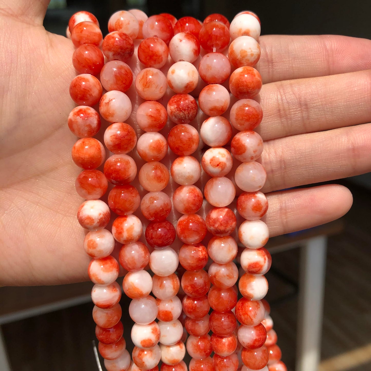 Yochus 60pcs 6mm Red Persian Jade Energy Healing Round Bulk Gemstone Beads for Jewelry Making Bracelet Necklace Earring DIY