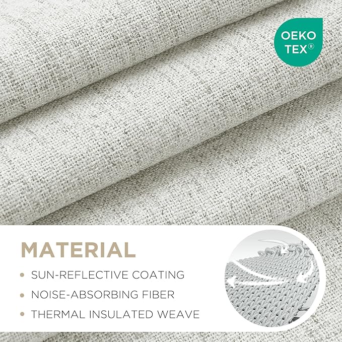 Joydeco Blackout Curtains for Bedroom - 100% Light Blocking 2 Panels Set White Drapes 42" W x 63" L, Thermal Insulated Room Darkening Curtains, Linen Textured for Living Room, Rod Pocket & Back Tabs