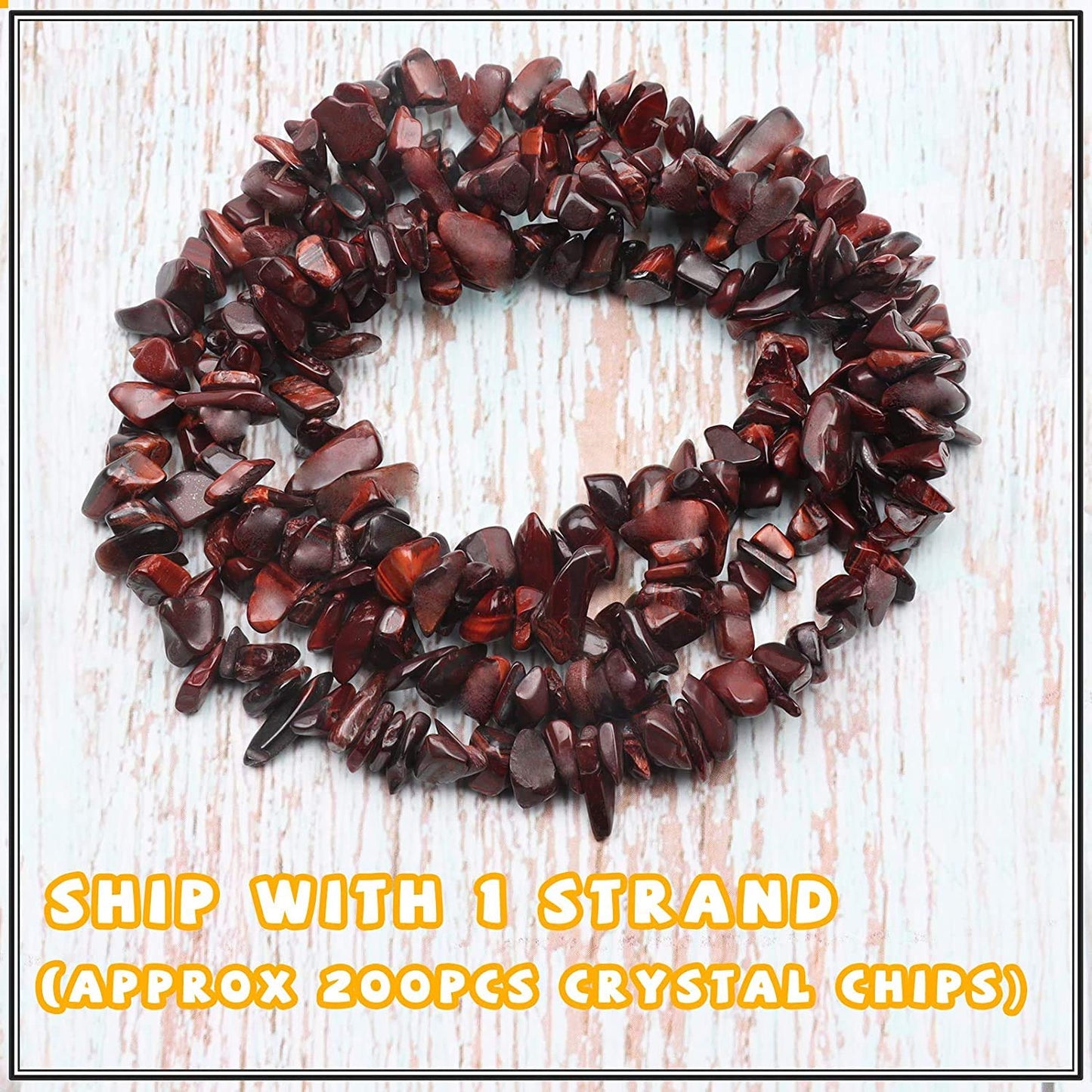 500 pcs Natural Chip Stone Beads, Red Tiger Eye 5-8 mm Irregular Gemstones Healing Crystal Loose Rocks Bead Hole Drilled for Jewelry Making Bracelet