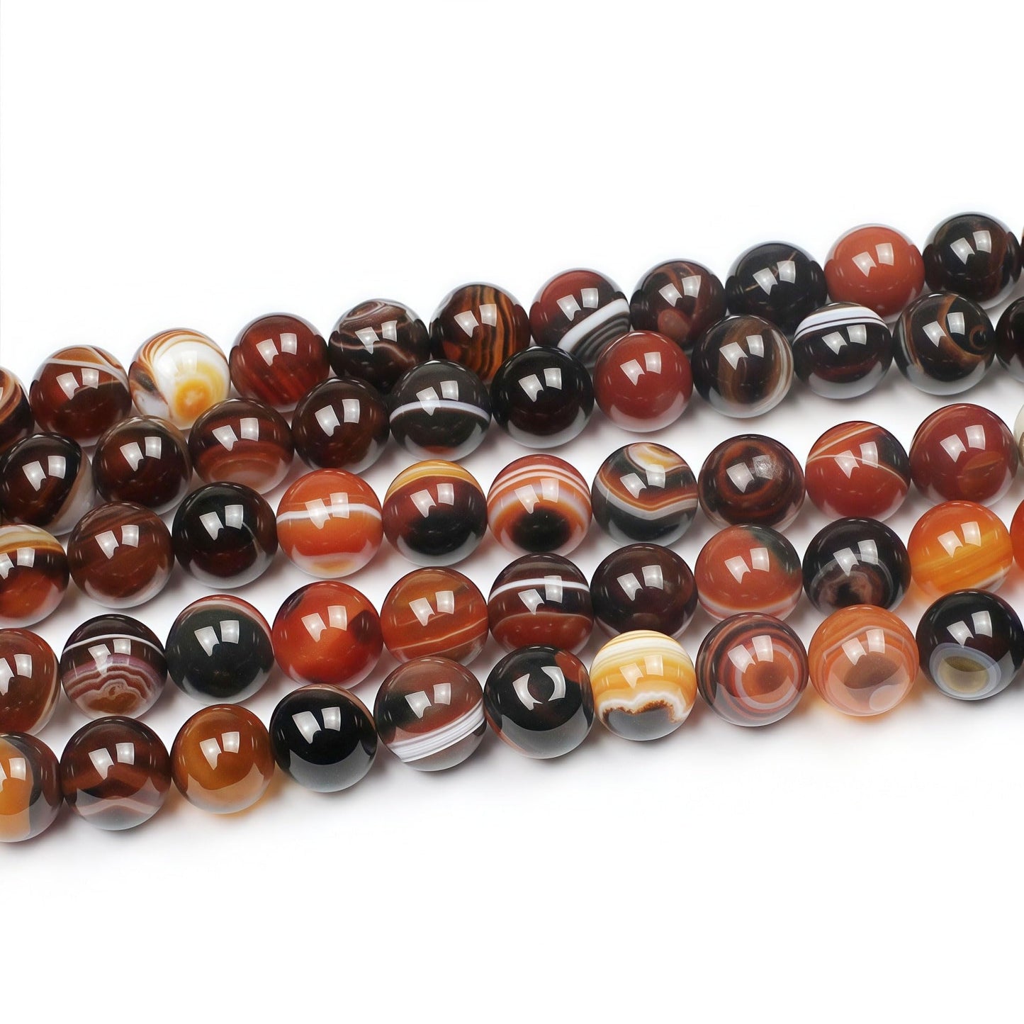 MJDCB Red Coffee Agate Beads Natural Agate Stone Round Loose Beads Ball Handmade Jewelry Bracelet Making DIY (10mm)