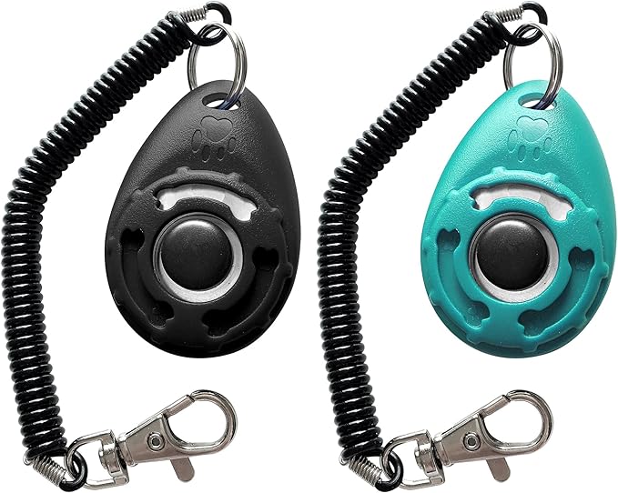 Dog Training Clicker with Sring Wrist and Keyring - Pet Dog Training Clickers for Puppy, Cat, Potty, Bird, Horse, Pet, Trainer Training Tools, Behavior Aids
