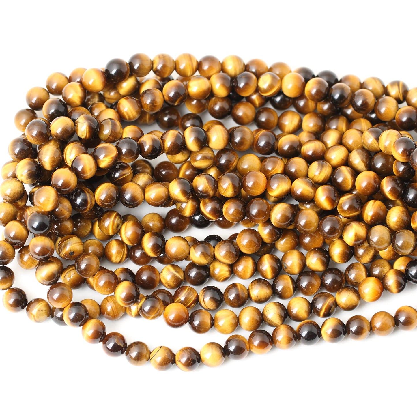 CHEAVIAN 45PCS 8mm Natural Yellow Tiger Eye Stone Gemstone Round Loose Beads for Jewelry Making DIY Findings 1 Strand 15"