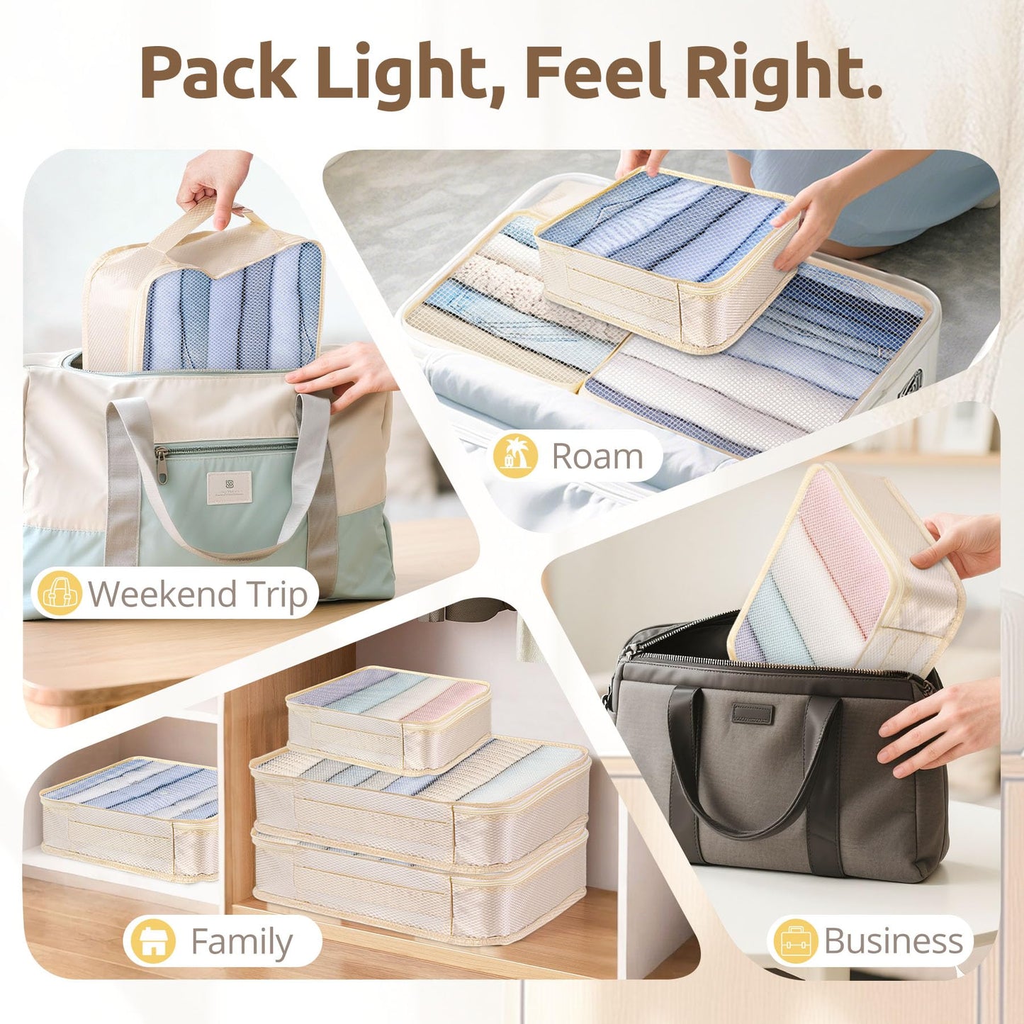 All-in-One 22 Pcs Packing Cubes for Travel Essentials –Includes Cubes,toothbrush covers，Silicone Bottle Cover,zipper bags, Matte Cosmetic Bag, Drawstring bag for Carry-On & Suitcase