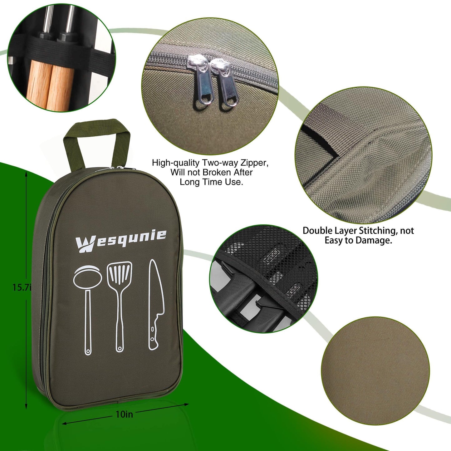 Wesqunie Camping Essentials Cooking Utensils Set - 30Pcs Stainless Steel & Silicone Camp Kitchen Cookware Set, RV Picnic Grill Equipment