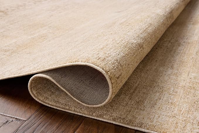 Loloi Chris Loves Julia Palma Collection PLM-07 Wheat/Taupe 5'-3" x 7'-6" Fringe Area Rug Vintage Style Boho Living Room Bedroom Carpet