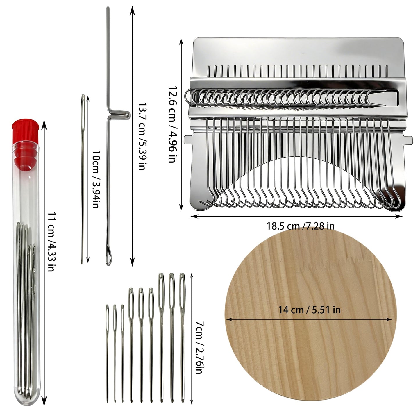 Posyra Darning Loom Kit, Small Knit Patch Maker Tool for DIY Visible Mending of Jeans, Socks & Sweaters, Needle Weaving Sewing Craft Set for Beginners Adults(28 Hooks)